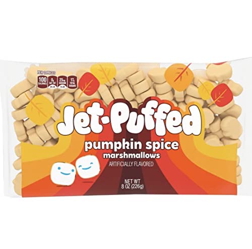 Kraft Jet-Puffed Pumpkin Spice Marshmallows 8oz - Fall Flavor Marshmallow Treats for Hot Cocoa, Baking & Seasonal Desserts