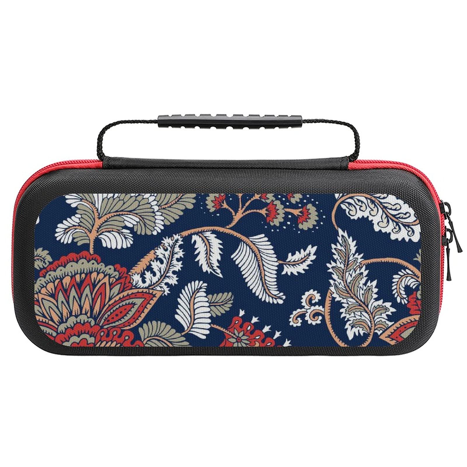 Paisley Floral Print Travel Carrying Case for Nintendo Switch Lite & Accessories - Portable Storage Bag for Gaming, Commuting, and On-the-Go Protection
