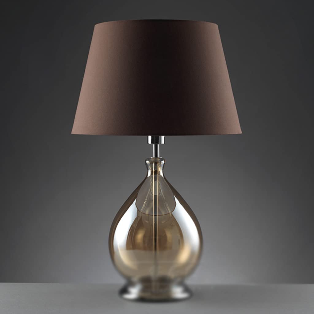 BXSUKEYOU Modern Table Lamp with Fabric Lampshade - Bedside Nightstand Lamp for Bedroom, Living Room & Home Office - Creative Glass Base Decorative Lighting for Crafts & Interior Design - Perfect for Reading, Relaxation & Ambient Lighting