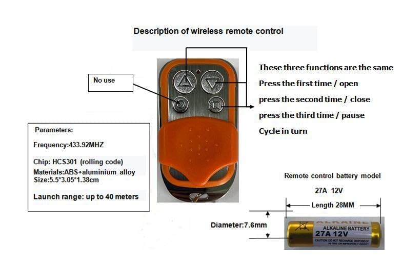 **Automatic Gate Opener Remote Control - HCS301 Key Fob for Electric Sliding & Rolling Driveway Gates, Chicken Coop Doors - 2 Pack (Orange) - Easy Installation & Secure Access for Homes, Farms & Commercial Properties**