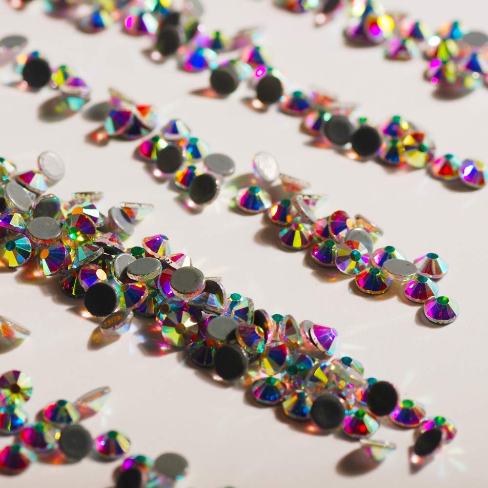 Premium Hotfix Rhinestones - Round Flatback Glass Gems for DIY Wedding Dresses & Costumes (AB, SS12) - Perfect for Bridal Gowns, Prom Dresses, and Craft Projects