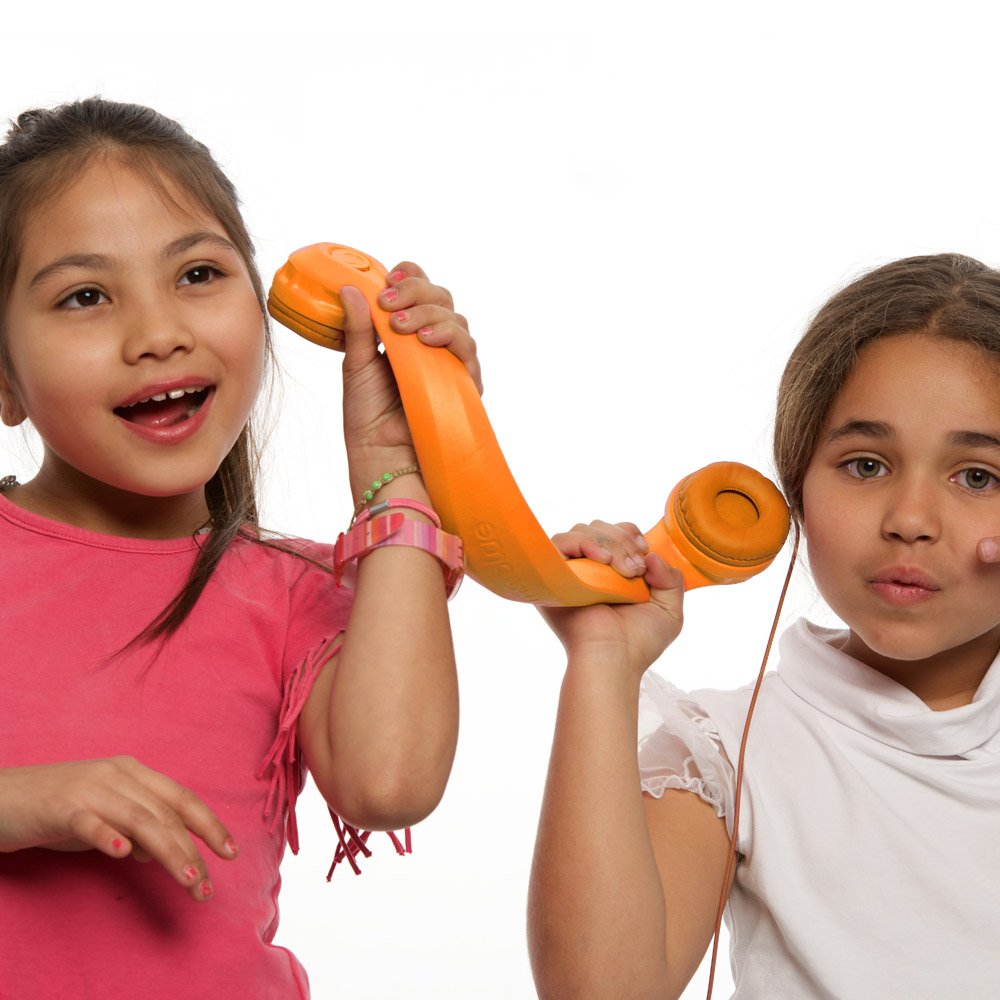 Best Kids Headphones with Microphone - Wired Over-Ear Headphones for Children, Adjustable & Lightweight, Safe Volume Limit (Orange) - Perfect for School, Online Learning, Travel & Gaming
