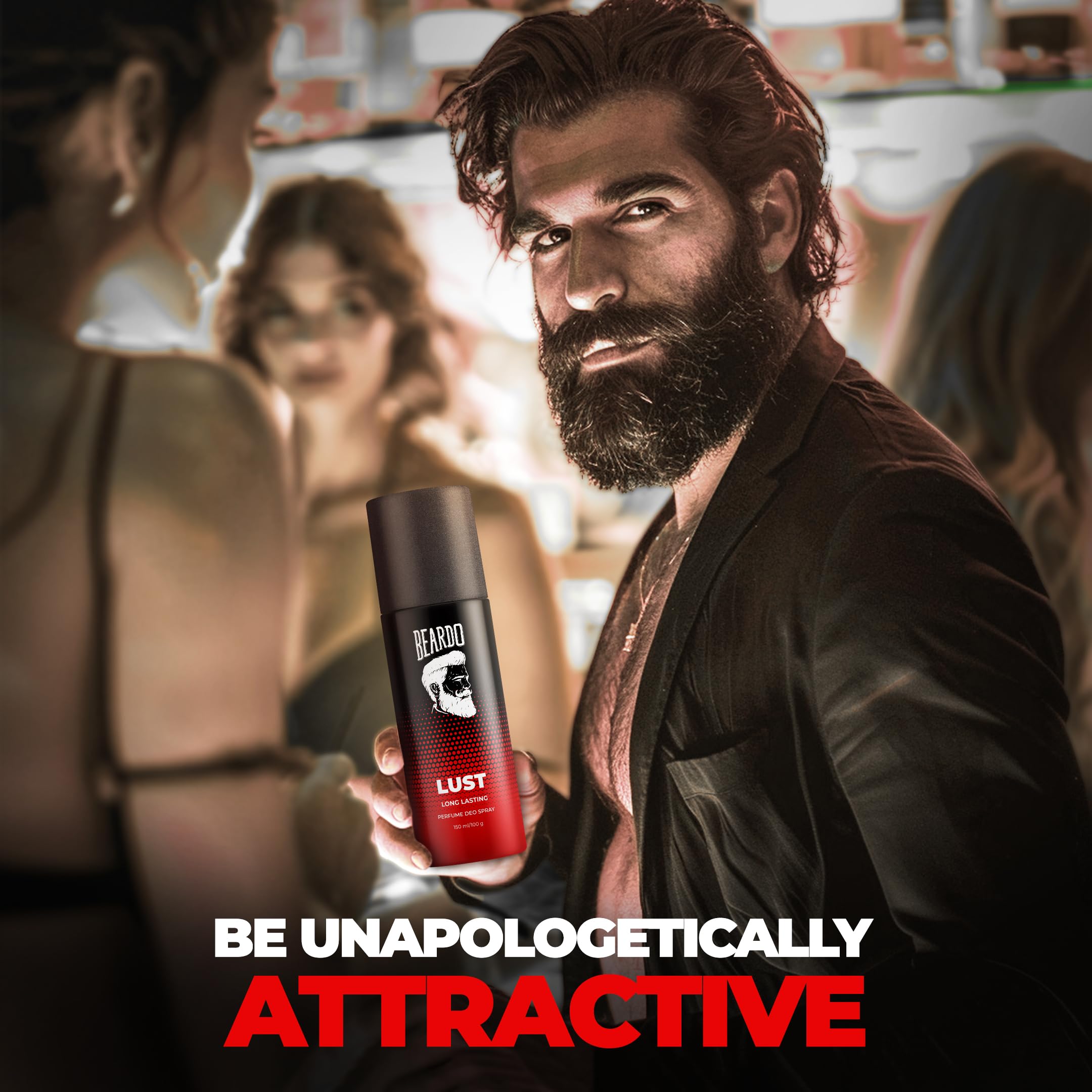 BEARDO Long Lasting Perfume Deodorant Spray for Men - Lust, 150ml | Aromatic Fougere Scent | Ideal Gift for Christmas, Birthday & Special Occasions | Perfect for Daily Use, Office & Date Nights