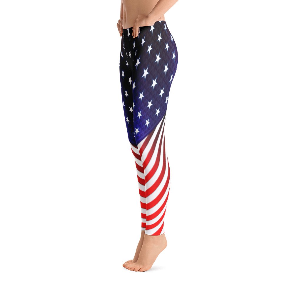 USA Flag 4th of July Women's Leggings - Patriotic Yoga Pants Made in USA | Perfect for Independence Day Celebrations, Workouts & Casual Wear