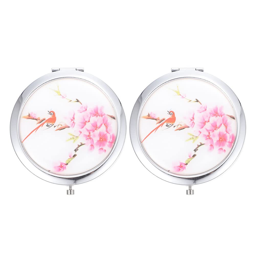 Beaupretty 2-Pack Handheld Mirror - Round Double-Sided Compact Travel Makeup Mirror with Folding Design for Purse, Handbag & On-the-Go Touch Ups | Perfect Gift for Women & Girls | Portable Cosmetic Mirror for Home, Office & Travel Use