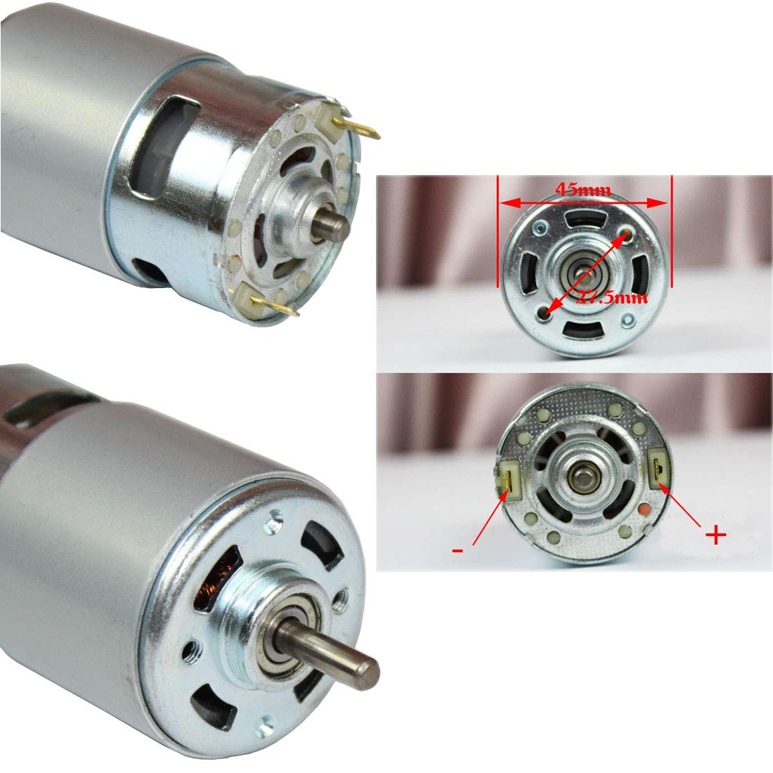 High Torque 775 DC Motor Kit 12V-24V 6000-12000 RPM with Ball Bearing - Includes Motor Bracket, Drill Chuck, Bushing & 4mm Drill Bit - Perfect for DIY Power Tools, CNC Machines, and Robotics Projects