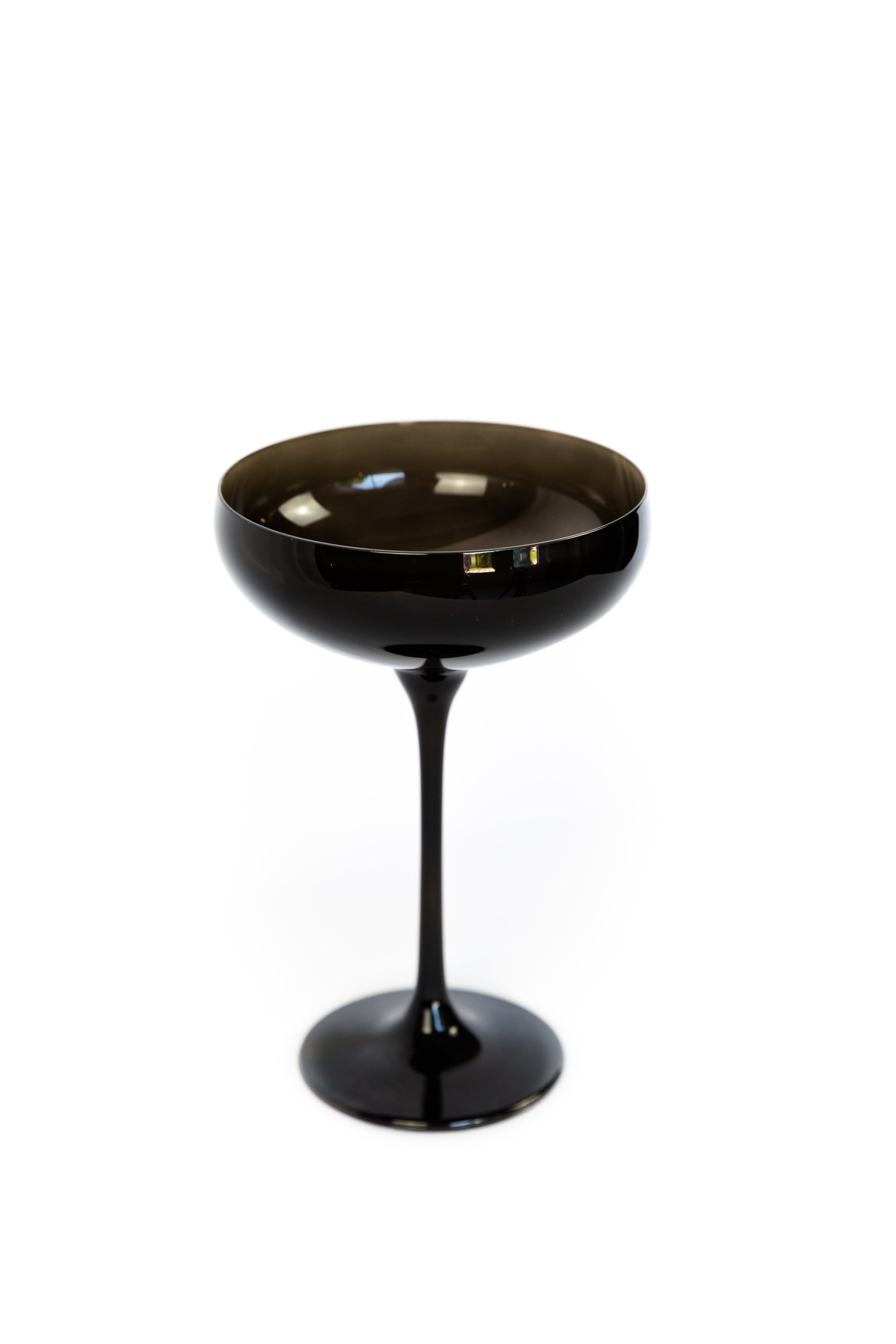 Elegant Estelle Colored Champagne Coupe Stemware Set - 6 Piece Black Onyx Glasses for Wedding, Party & Special Occasions