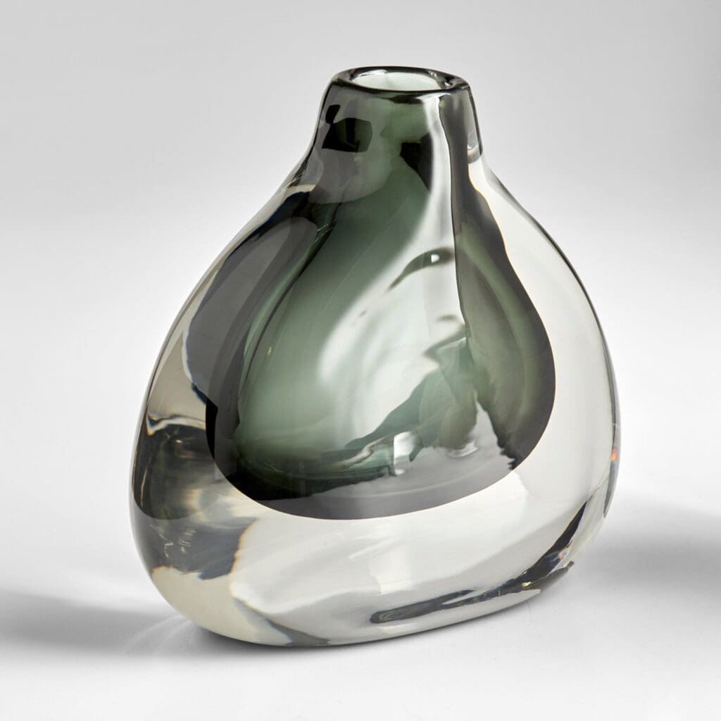 Cyan Design 11374 Moraea Vase - Small Blue and Clear Glass Vase for Home Decor, Wedding Centerpiece, Floral Arrangement, and Tabletop Display