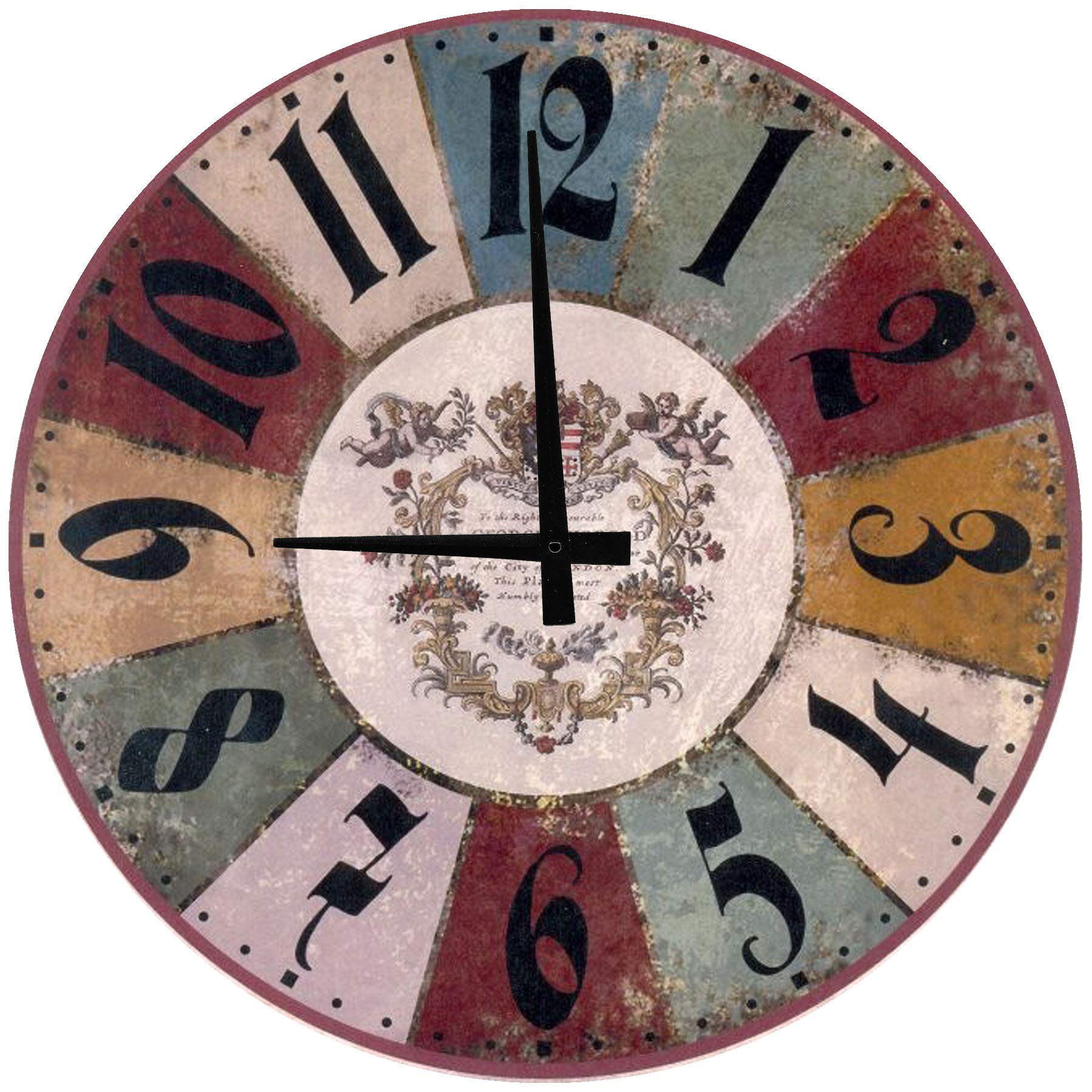 George Thorold Royal Rustic 24 Inch Large Round Wall Clock with Bold Numbers - Battery Operated, Perfect for Living Room, Bedroom, or Office Decor