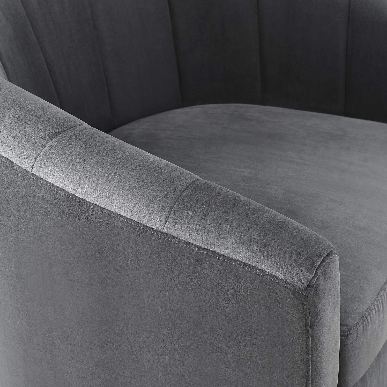 Modway Prospect Armchair - Modern Upholstered Accent Chair with Solid Wood Legs, Charcoal Gray Fabric - Perfect for Living Room, Office or Reading Nook