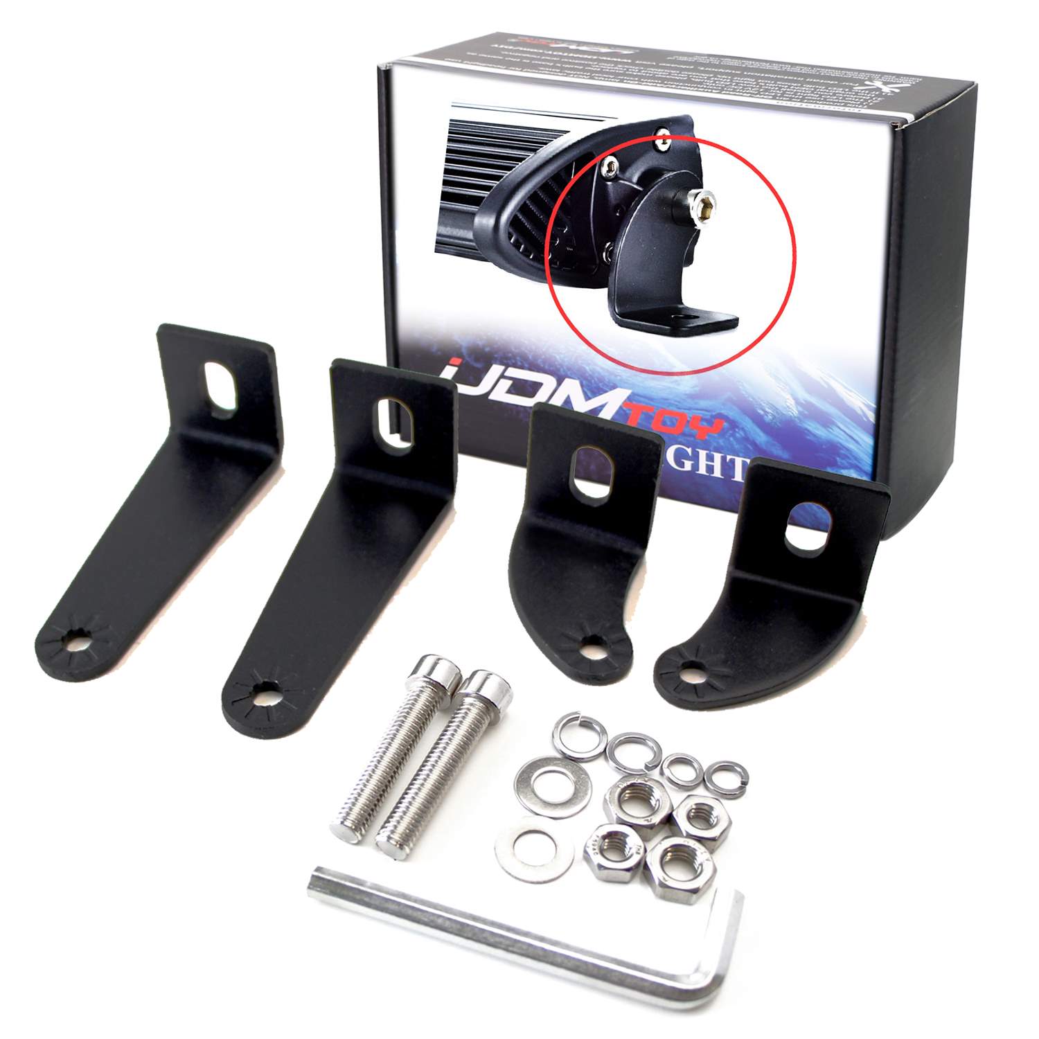 2 Pack Universal Side Mounting Brackets for Straight or Curved LED Light Bars - Heavy Duty Off-Road Vehicle Accessories for Trucks, Jeeps & ATVs