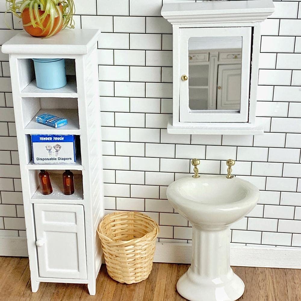 Factory Direct Craft White Bathroom Set - Miniature Dollhouse Accessories for DIY Home Decor & Collectors