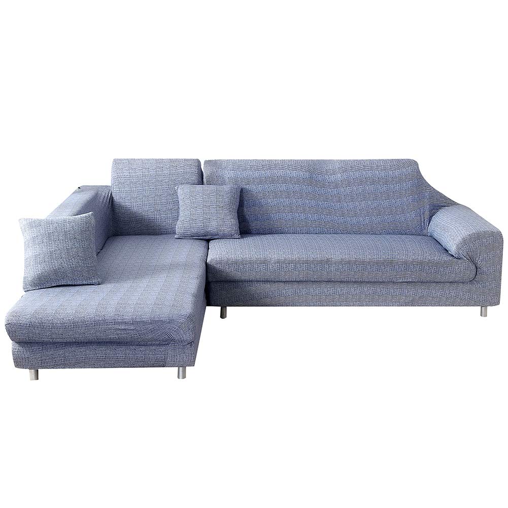L-Shaped Sofa Cover 2-Piece Set - Stretchable Polyester Slipcover for Sectional Couches, Furniture Protector for Pets & Kids (Blue, Fits 2+3 Seat L-Shape Sofa) - Perfect for Living Rooms, Family Rooms & Pet-Friendly Homes
