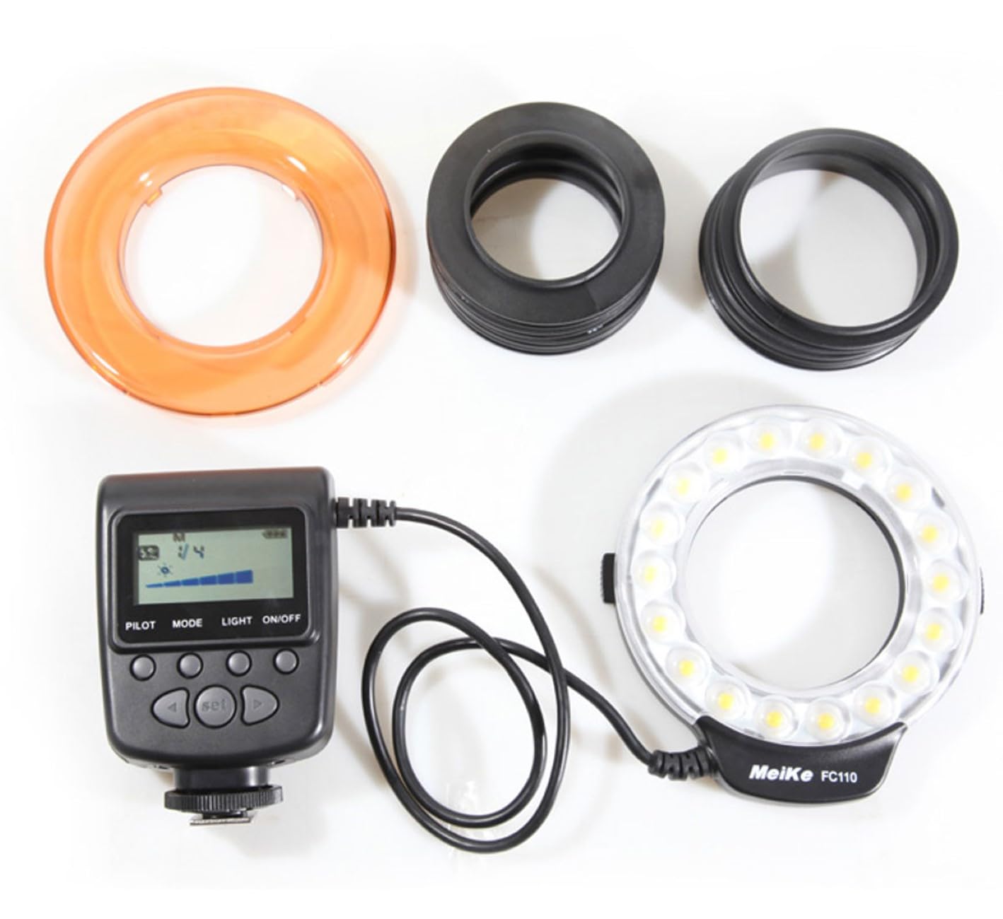 Meike Macro Ring Flash Light for DSLR Cameras - Compatible with Canon, Nikon, Sony, Pentax & Fujifilm - White LED Continuous Lighting - 1 Pack - Perfect for Macro Photography, Portrait & Product Shooting