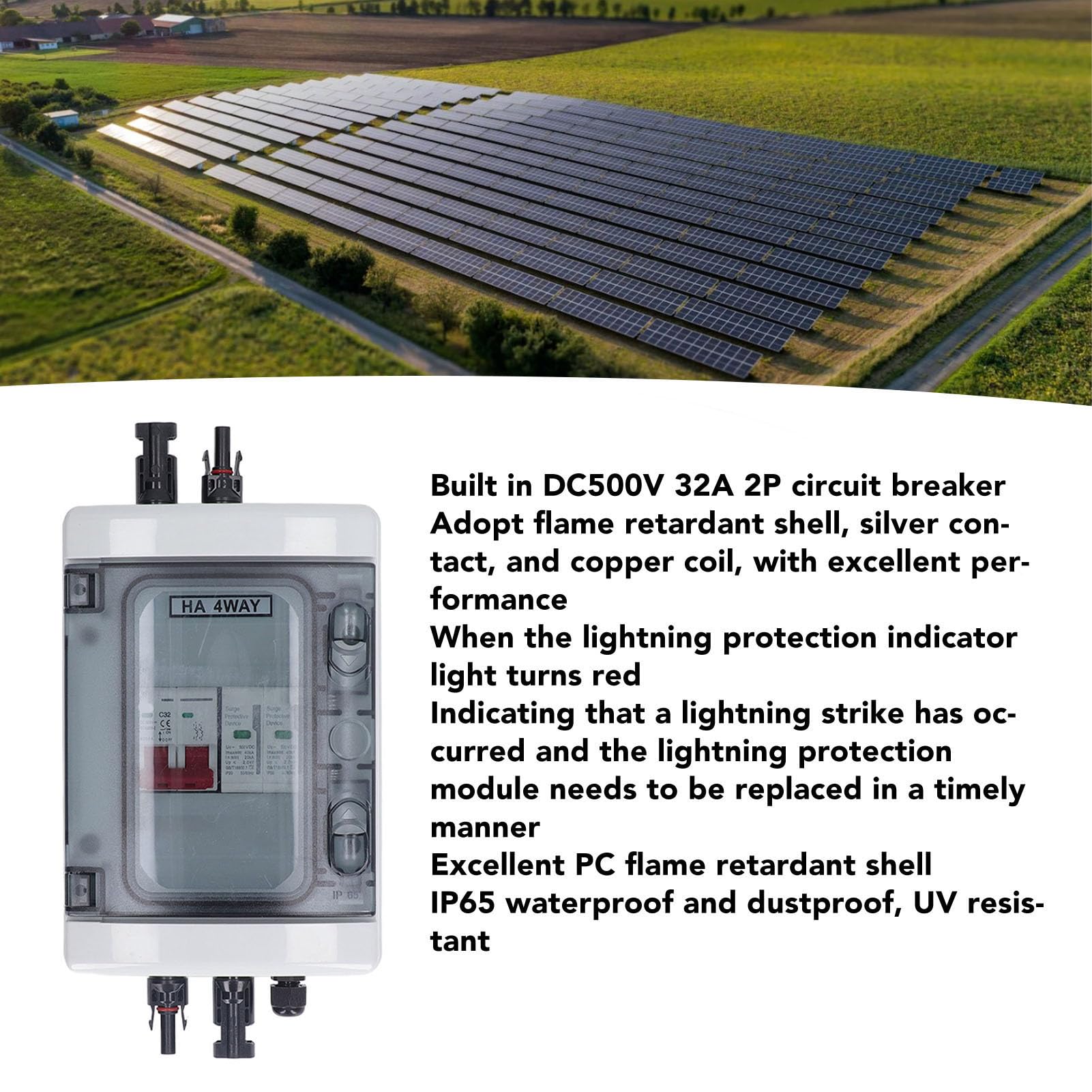 Waterproof Solar Photovoltaic Combiner Box with Circuit Breaker & Protector - 2 Installation Options for Solar Panel Systems | Ideal for Residential & Commercial Solar Energy Projects