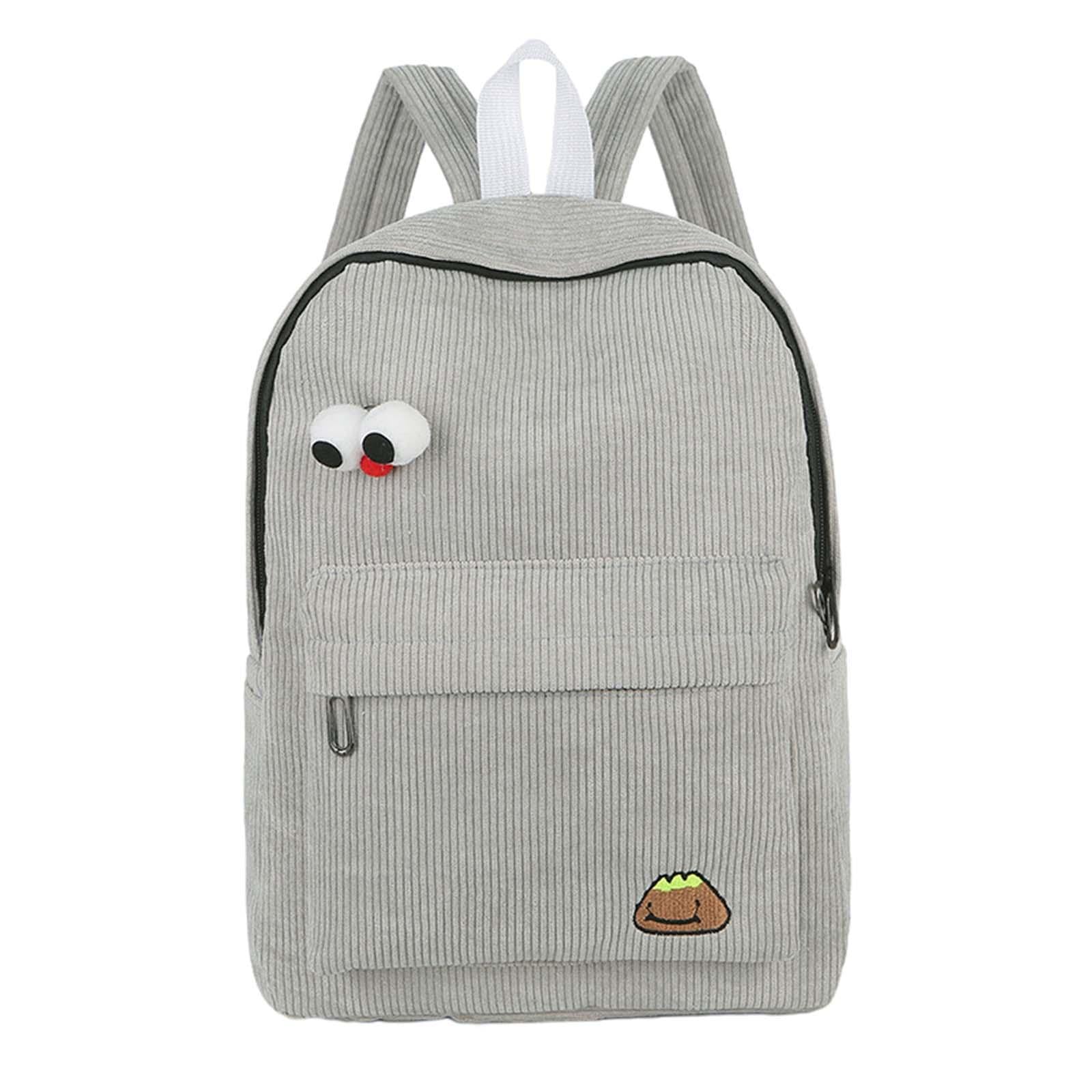 MYADDICTION Stylish Corduroy Backpack for Women & Men - Durable Small Shoulder Bag for Work, Hiking & Travel - Trendy Grey Unisex Backpack for Daily Commute, College & Outdoor Adventures