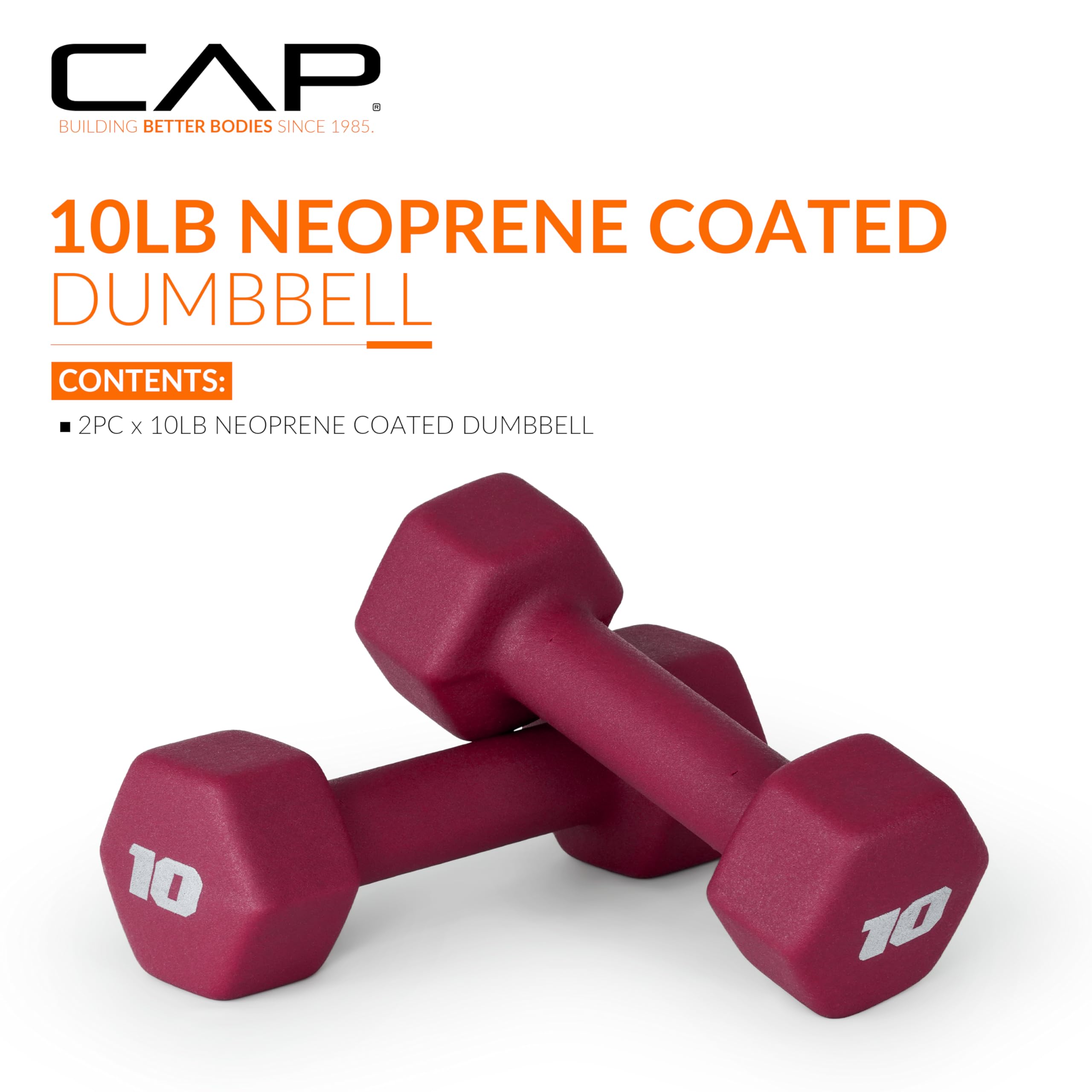 CAP Barbell Neoprene Dumbbell Weights Set - 5-50lb Pairs for Home Gym, Strength Training & Fitness Workouts | Multiple Color Options | Non-Slip Grip for Safe Exercise