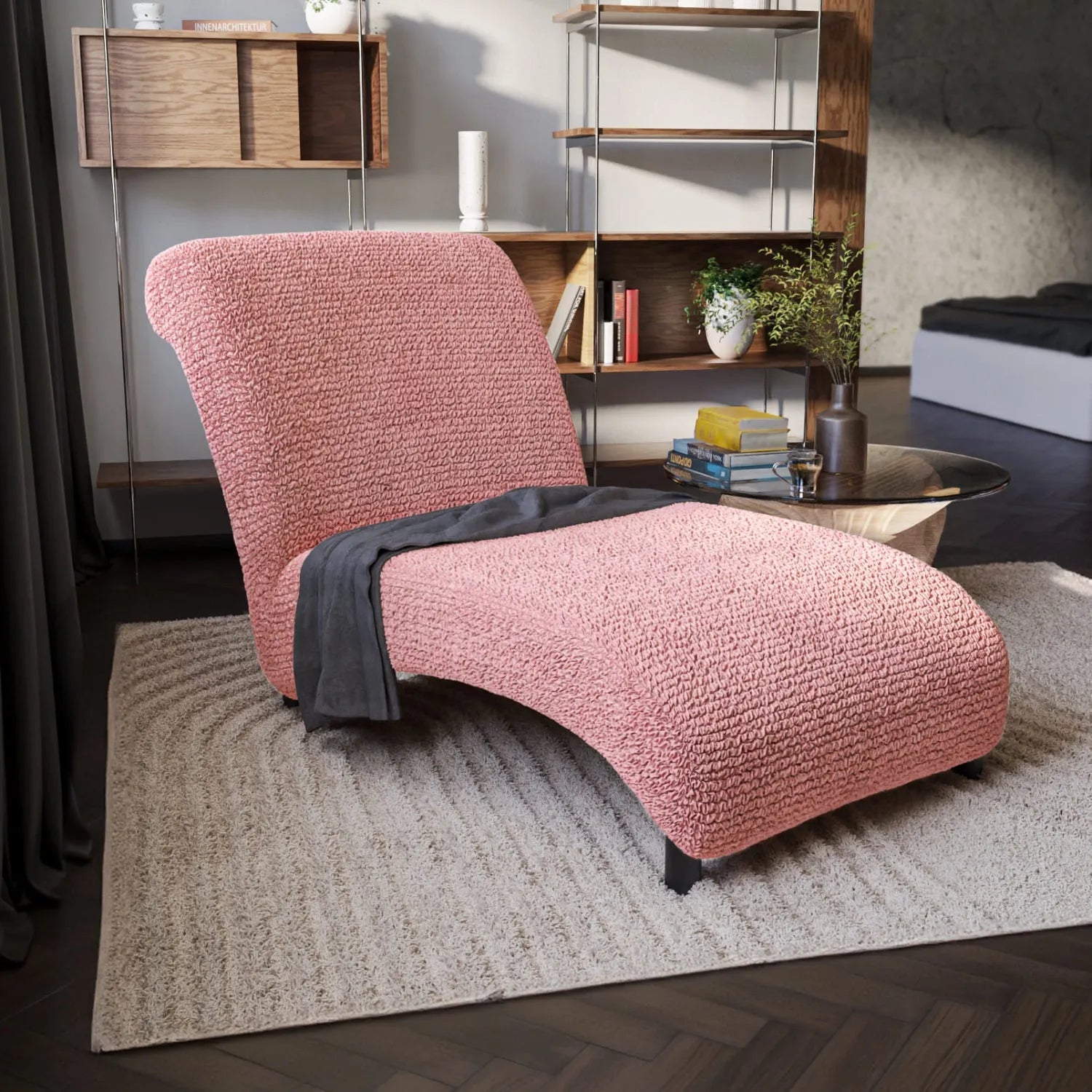 Armless Chaise Lounge Slipcover - Soft Microfiber Stretch Cover with Non-Slip Backing - Perfect for Living Room, Bedroom or Nursery Furniture Protection