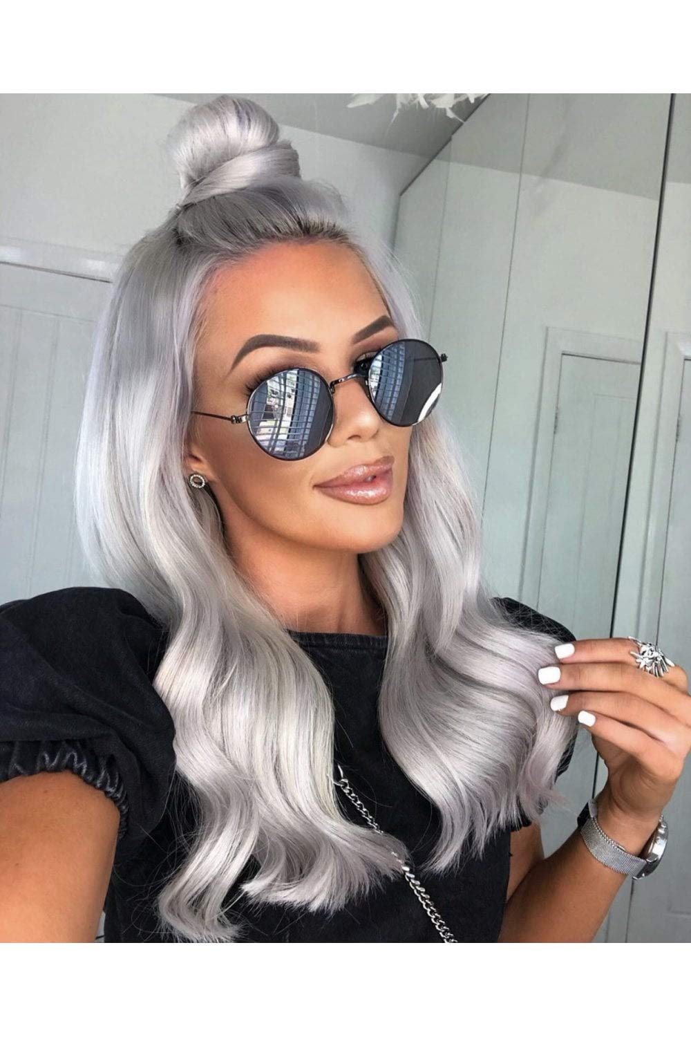 Silver Fox - 16 Inch Seamless Clip-In Human Hair Extensions 150g, 100% Remy Human Hair for Length & Volume, Perfect for Daily Styling, Parties & Special Occasions