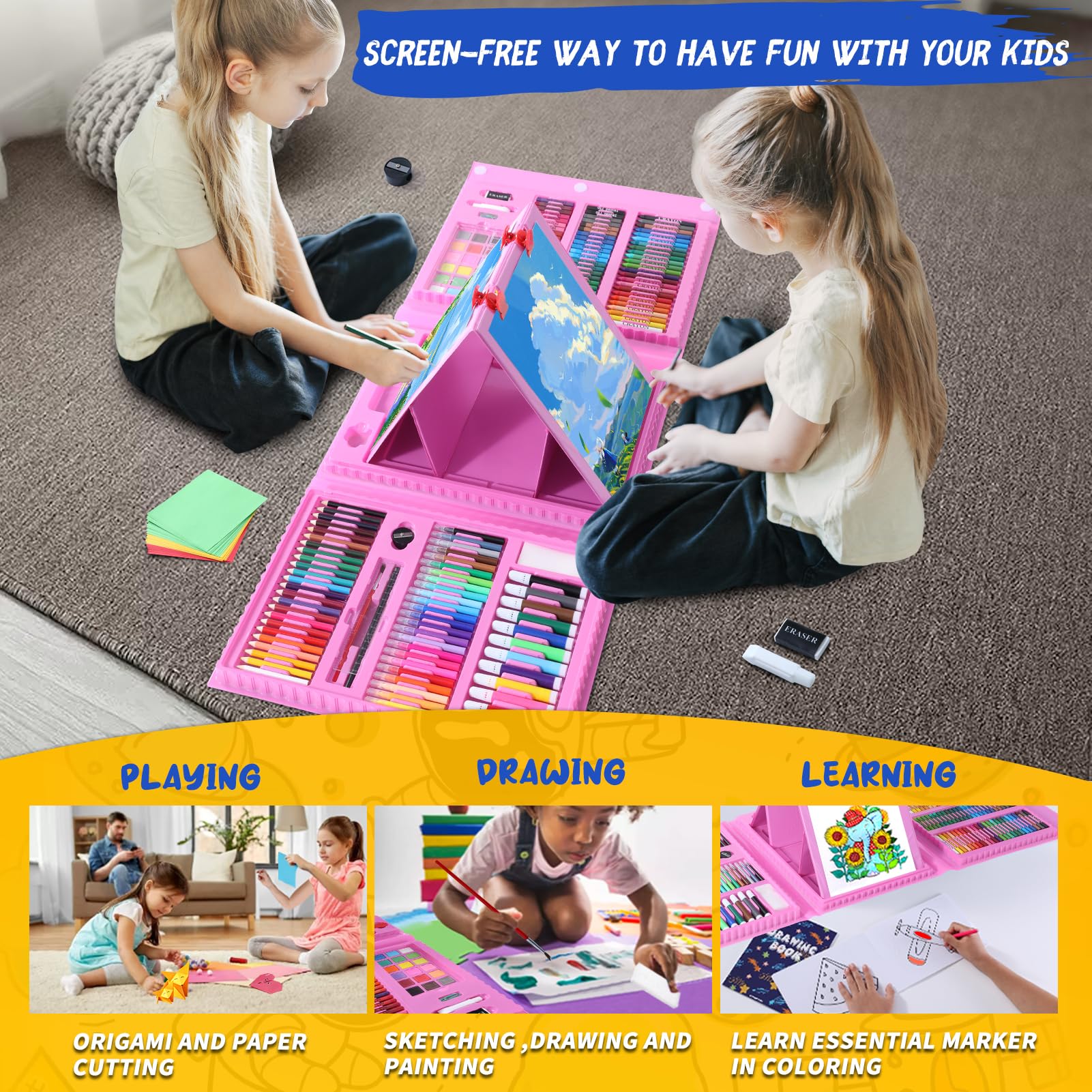 Premium AOTEMOON Kids Watercolor Painting Set - 48 Vibrant Colors with Brushes & Sketchbook | Complete Art Supplies Kit for Beginners, Teens & Aspiring Artists | Perfect Gift for Drawing, School Projects & Creative DIY Crafts
