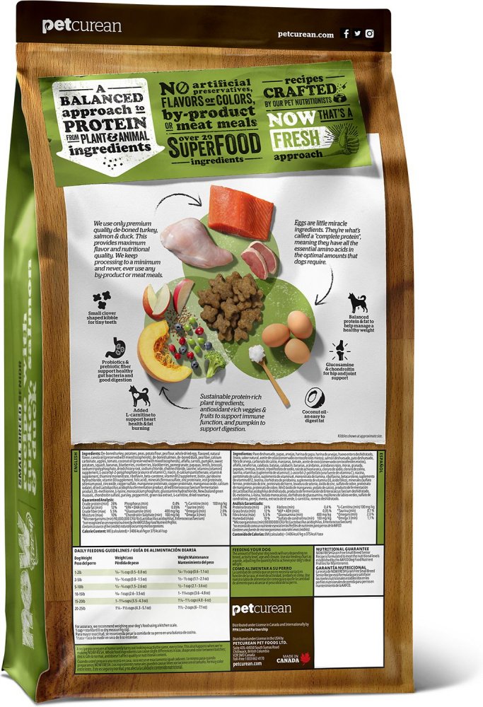 Petcurean Now Fresh Grain Free Dry Dog Food for Small Breed Senior Dogs - Healthy & Nutritious Meal for Aging Small Dogs at Home or Travel