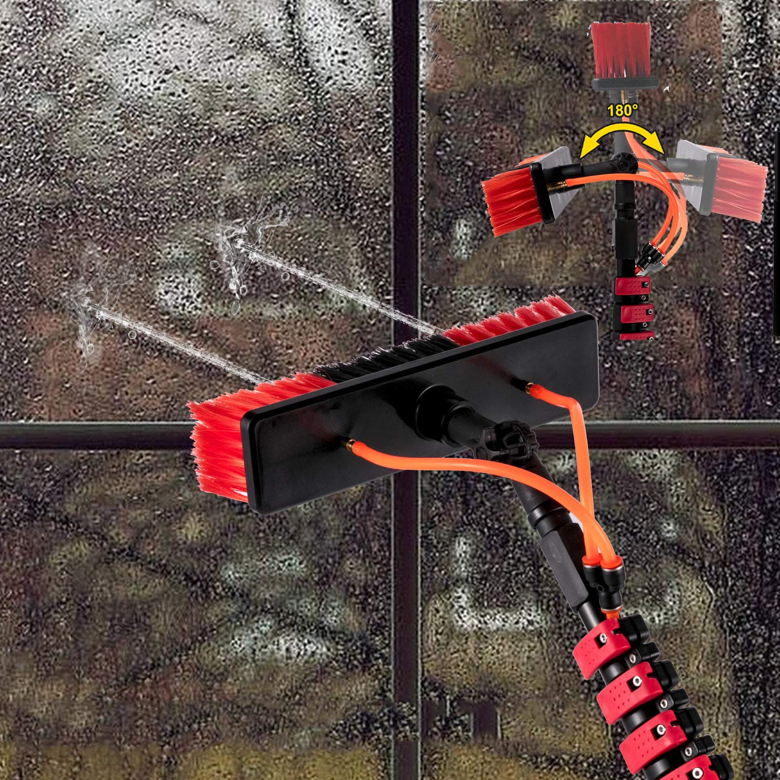 12ft Water Fed Pole Window Cleaning Kit with Brush & Hose - 3.6m Extendable Outdoor Cleaning Tool for Windows, Solar Panels & Hard-to-Reach Surfaces - Perfect for Home Exterior, High-Rise Buildings & Commercial Property Maintenance