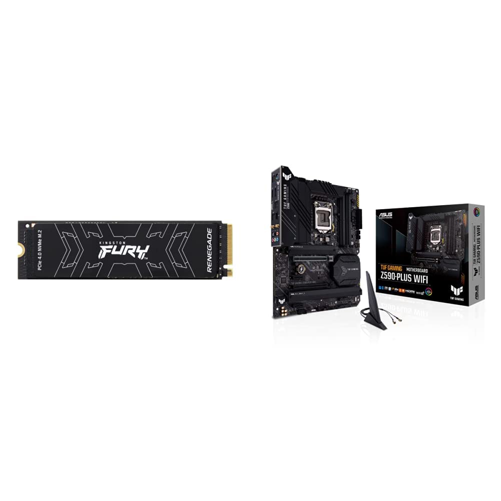 Kingston Fury Renegade 500GB PCIe Gen 4.0 NVMe M.2 Internal Gaming SSD - High Speed Storage for PC Gaming & ASUS TUF Gaming Z590-Plus WiFi 6 LGA 1200 (Intel 11th/10th Gen) ATX Gaming Motherboard - Perfect for Gaming Rigs & High Performance PCs
