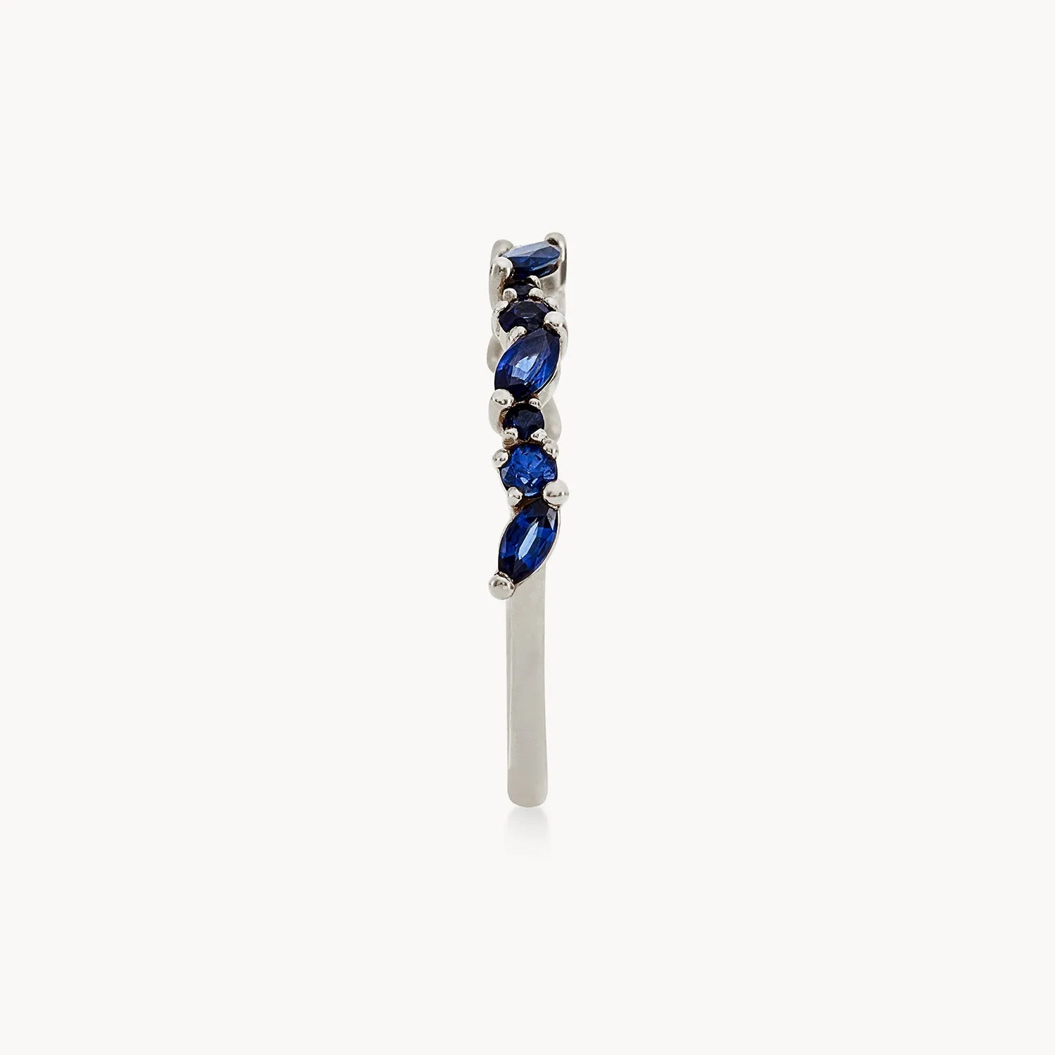 14K White Gold Reverie Band with Genuine Blue Sapphire - Elegant Stackable Ring for Women, Perfect for Weddings, Anniversaries & Everyday Wear