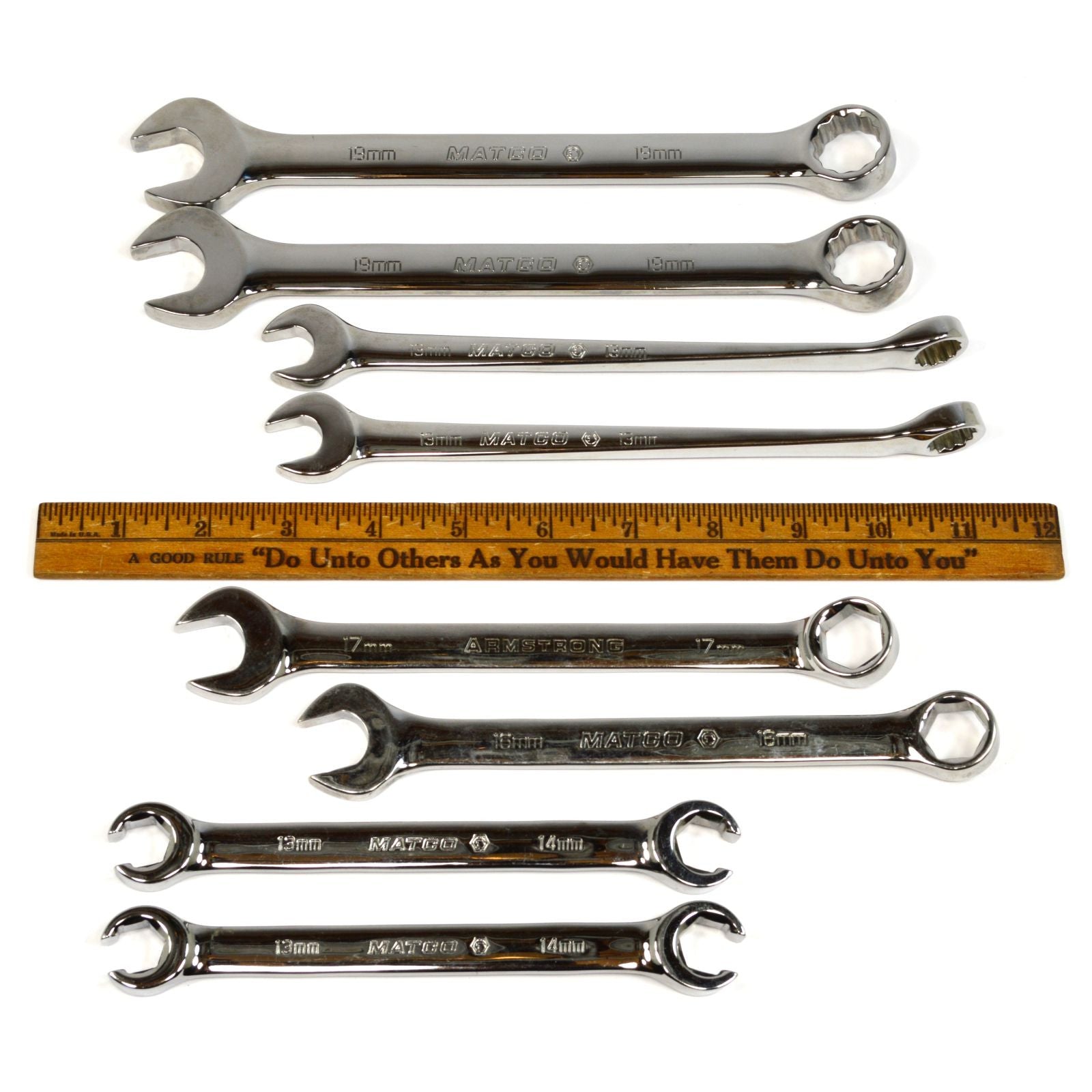 Premium 8-Piece Mixed Wrench Set - Metric Combo & Flare Nut Wrenches (Matco & Armstrong) - Perfect for Automotive Repair, DIY Projects & Professional Mechanics