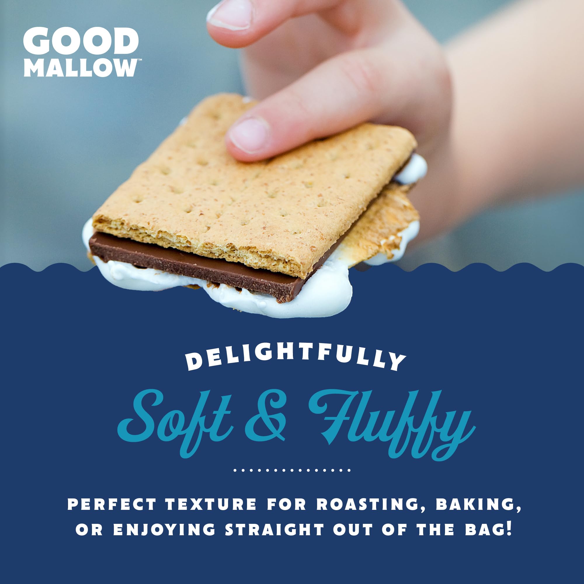 GoodMallow Vegan Marshmallows - Large Kosher Gluten Free Dairy Free Healthy Marshmallows - Natural Gelatin Free for Hot Chocolate, Smores, Baking - Nothing Artificial, Vanilla Flavor - Perfect for Camping, Desserts & Vegan Treats