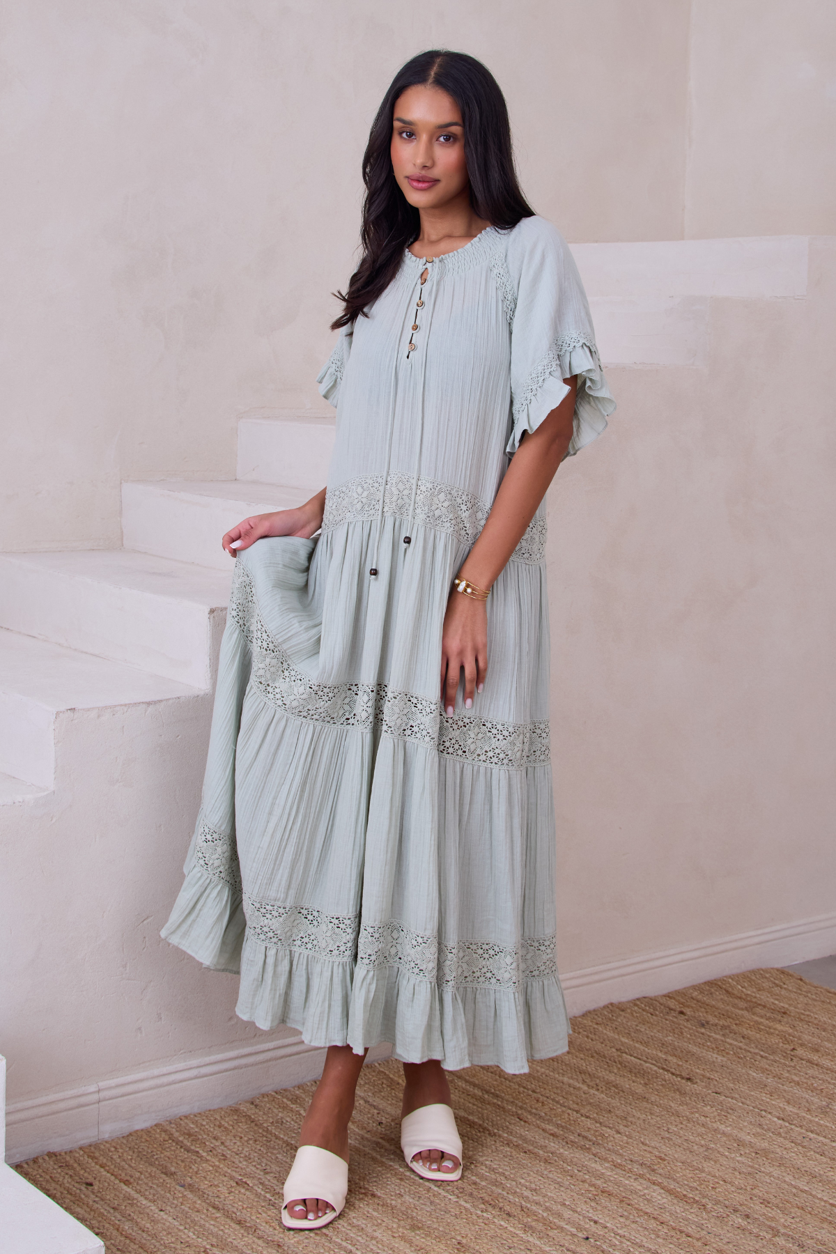 Soft Cotton Long Kaftan Dress for Women - Comfortable Boho Maxi Dress with Pockets - Perfect for Beach Cover Up, Lounge Wear, and Summer Vacation