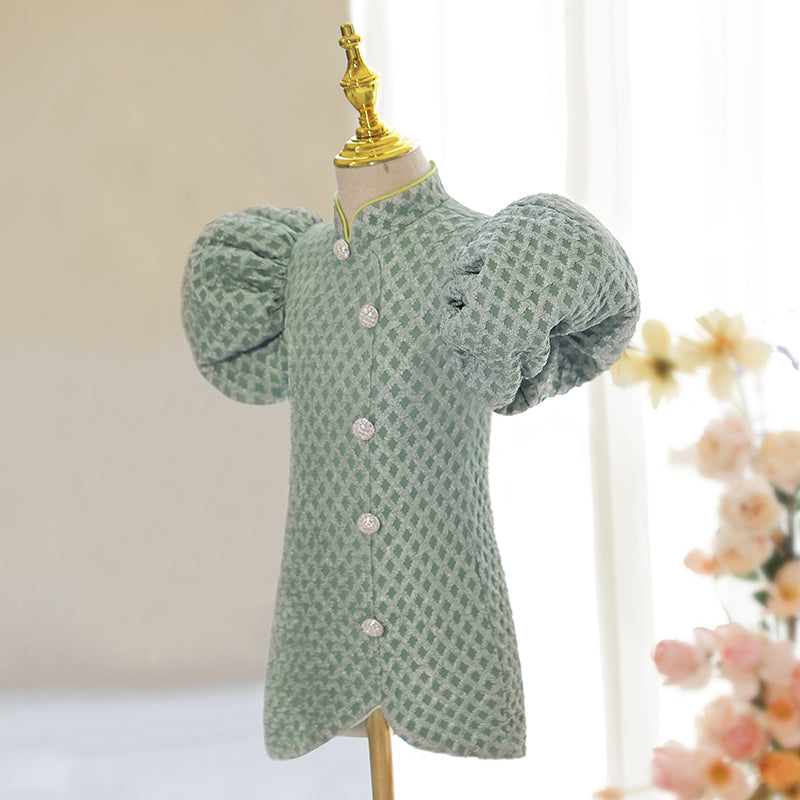 Baby Girl Lantern Sleeve Plaid Dress - Toddler Birthday Party Outfit | Perfect for Holiday Photos, Christmas Celebrations & Special Occasions