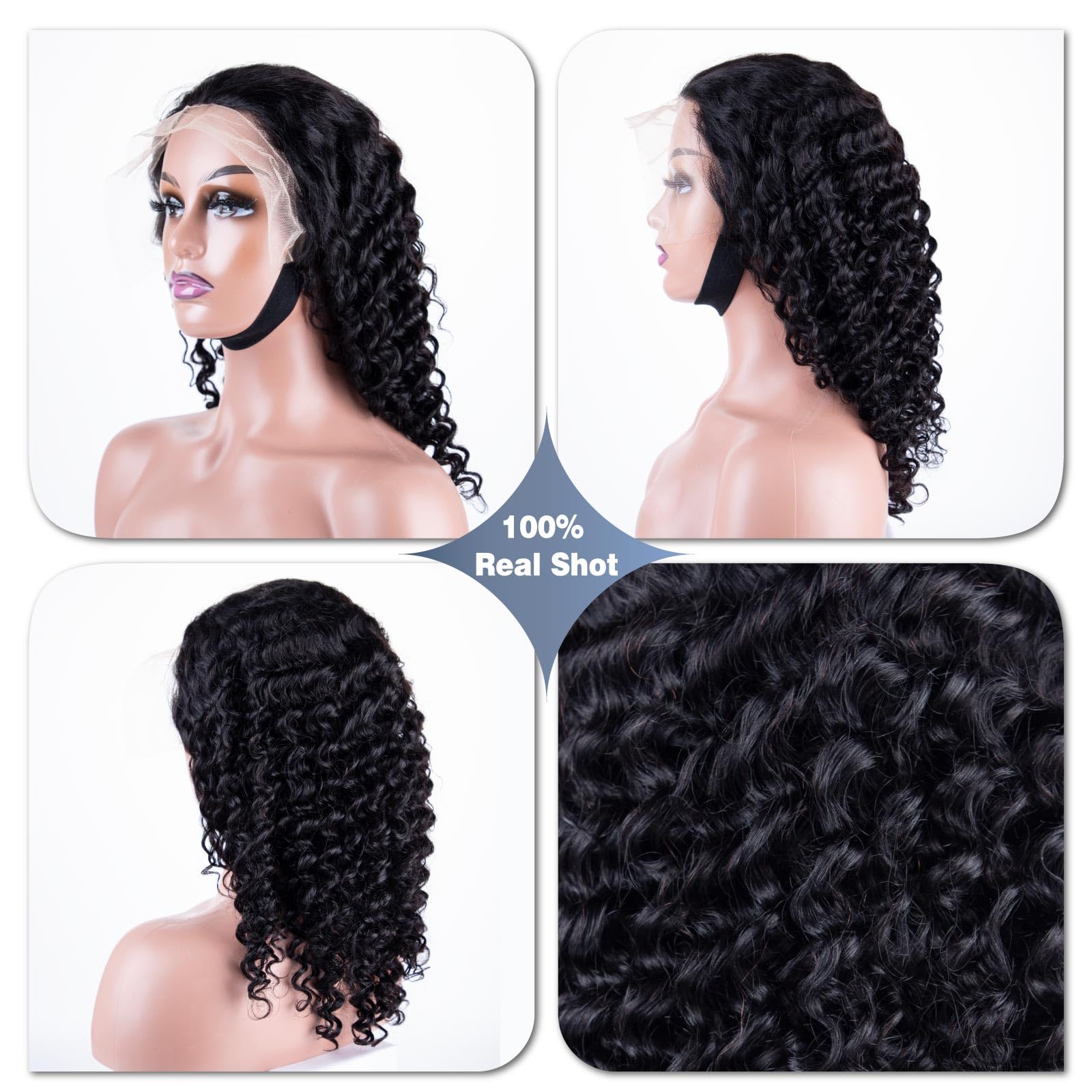 13x4 Deep Wave Lace Front Wigs Human Hair 180% Density | Pre Plucked HD Lace Curly Wigs for Black Women | Wet & Wavy Human Hair Frontal Wig with Baby Hair | Perfect for Daily Wear, Parties & Special Occasions