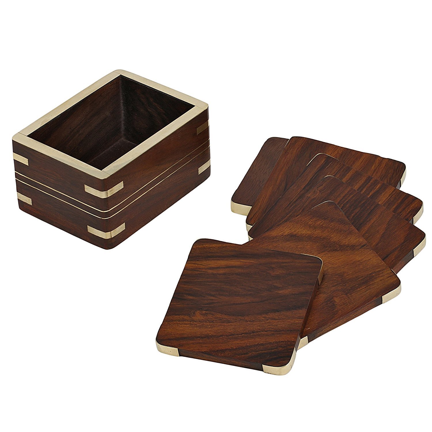 ITOS365 Set of 6 Natural Wood Drink Coasters - Absorbent Wooden Table Coasters for Coffee, Tea, Beer, Wine & Cocktails - Perfect for Home, Office, Bar & Restaurant Use