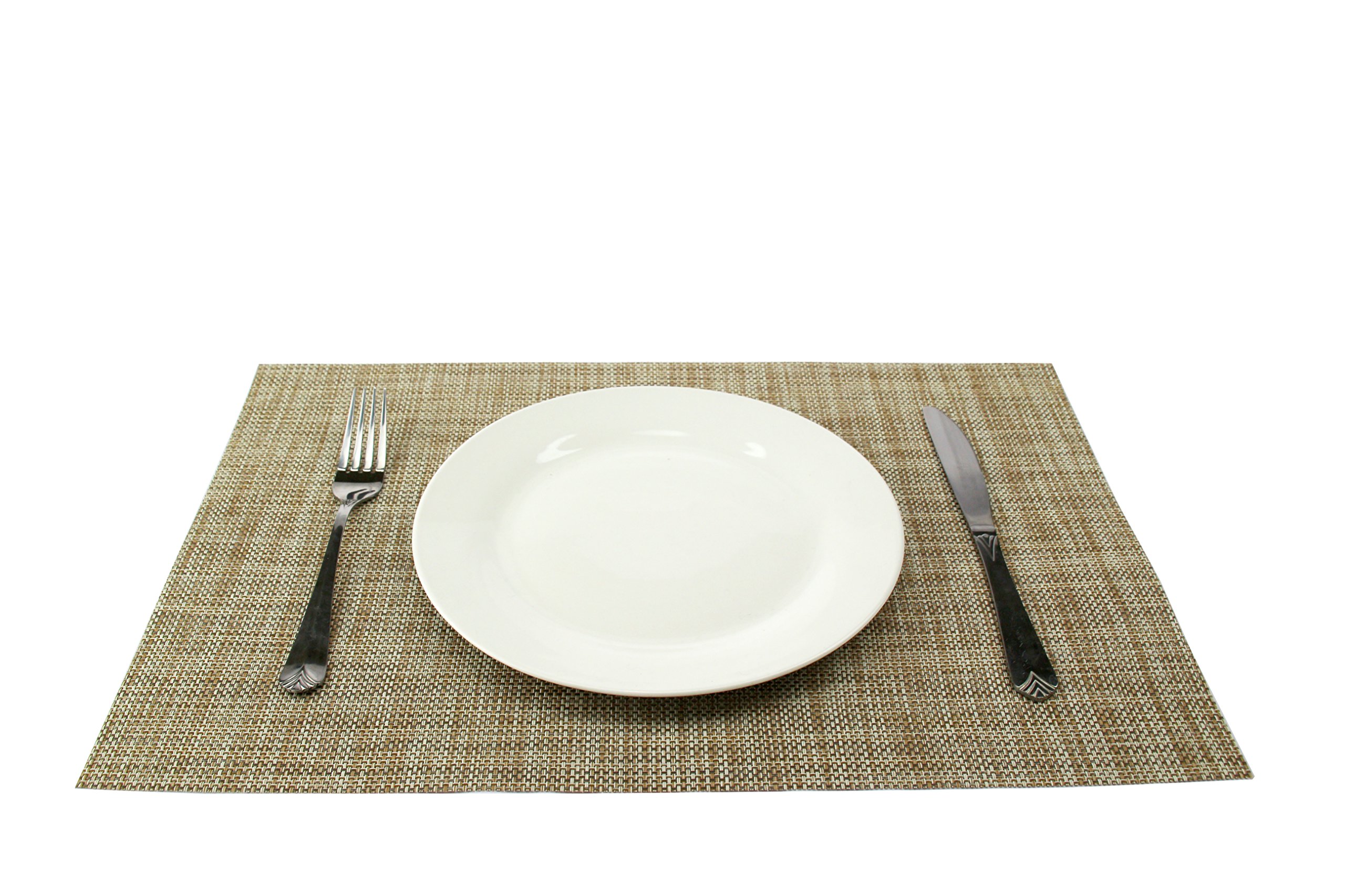 Non-Slip Heat-Resistant PVC Woven Vinyl Placemats Set of 6 - Washable, Stain-Resistant Dining Table Mats for Kitchen & Home Decor (Apricot) | Perfect for Everyday Meals, Dinner Parties & Holiday Gatherings