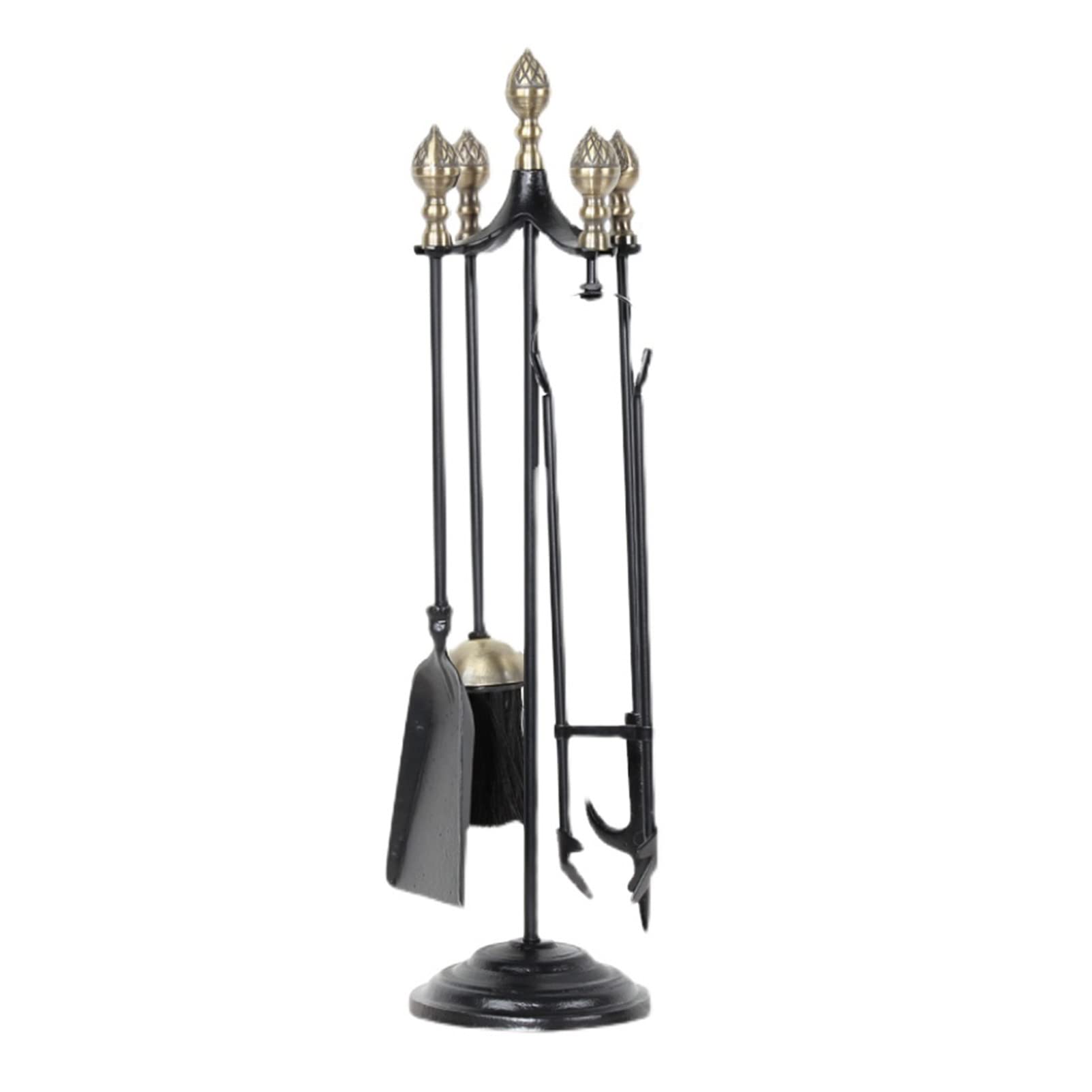 Wrought Iron Fireplace Tool Set - 5-Piece Indoor & Outdoor Use for Home