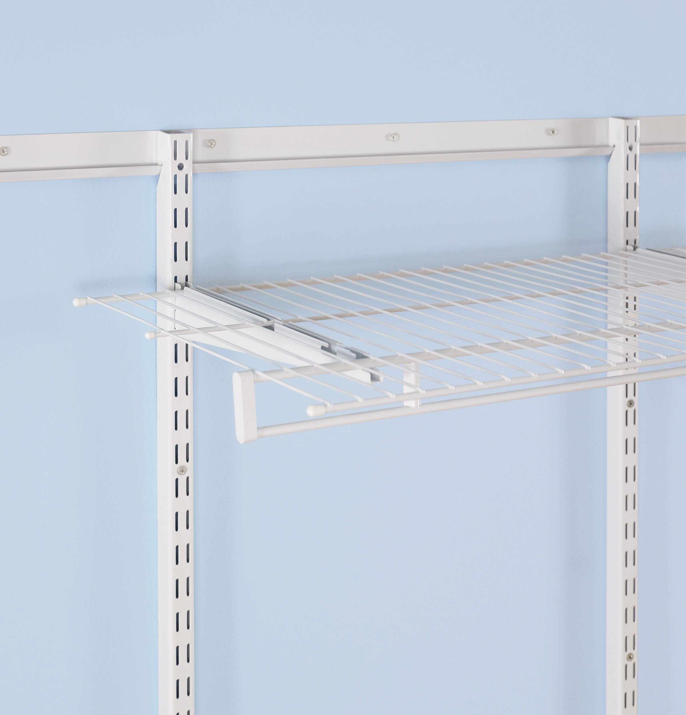 Rubbermaid FastTrack Adjustable Closet Shelving Kit - White Pantry Storage Organizer for Clothes, Shoes, Food & Cleaning Supplies | Perfect for Bedroom, Garage & Laundry Room Organization