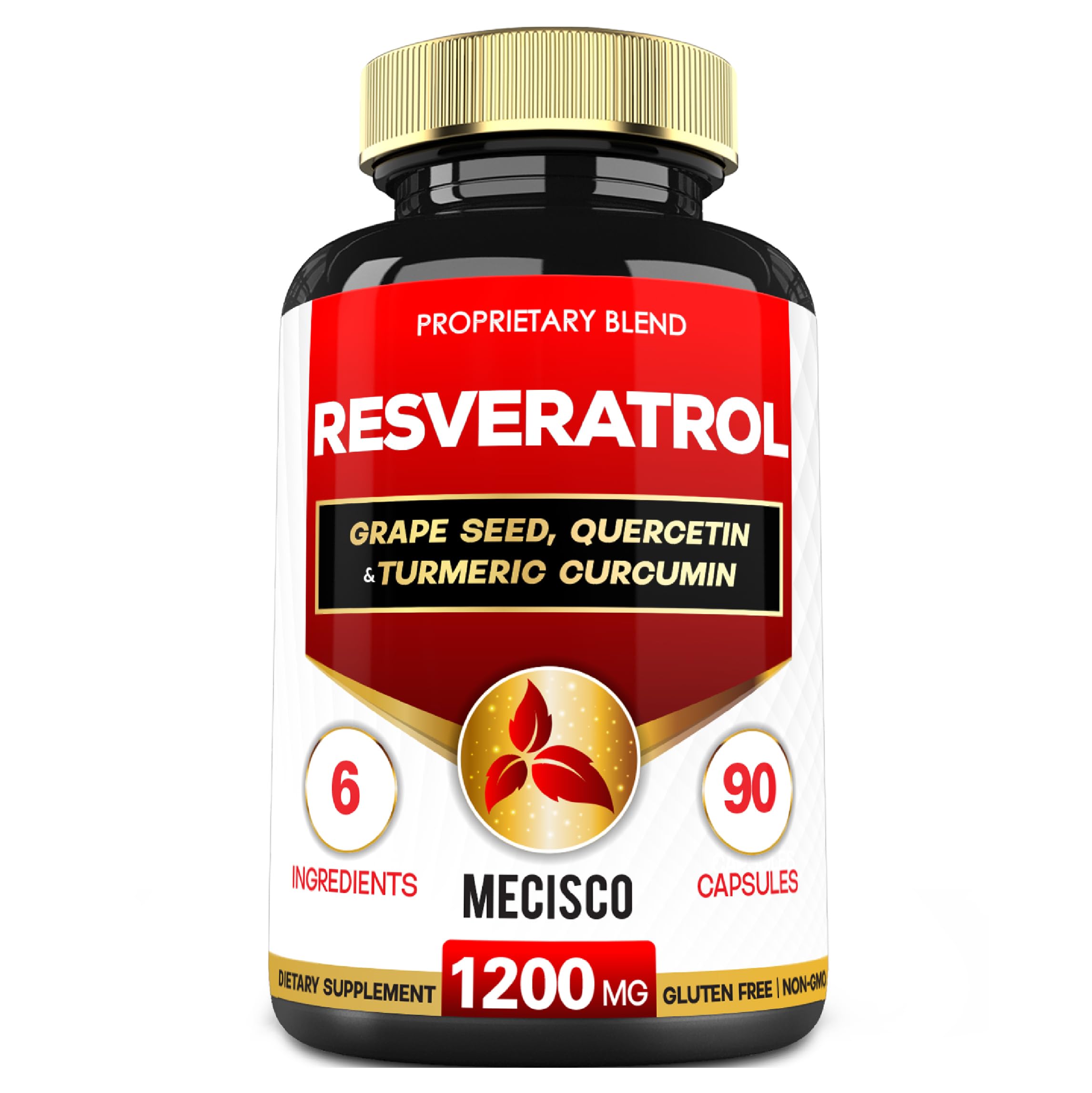 Organic Trans-Resveratrol Supplement with Grape Seed & Milk Thistle - 6 Herbal Blend for Immune Support, Heart Health, Weight Management & Joint Care - 90 Capsules - Perfect for Daily Wellness & Anti-Aging Routine