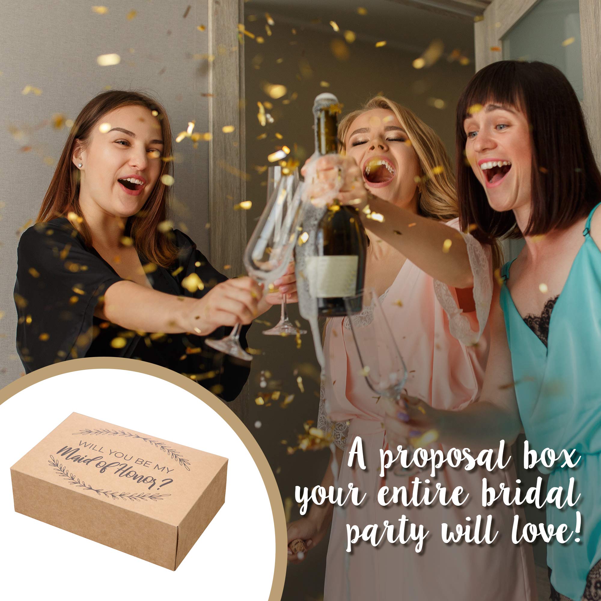 Elegant Maid of Honor Proposal Box Set - Rustic Kraft Gift Box for Bridesmaid Proposal - Perfect for Wedding Party Invitations & Special Occasions