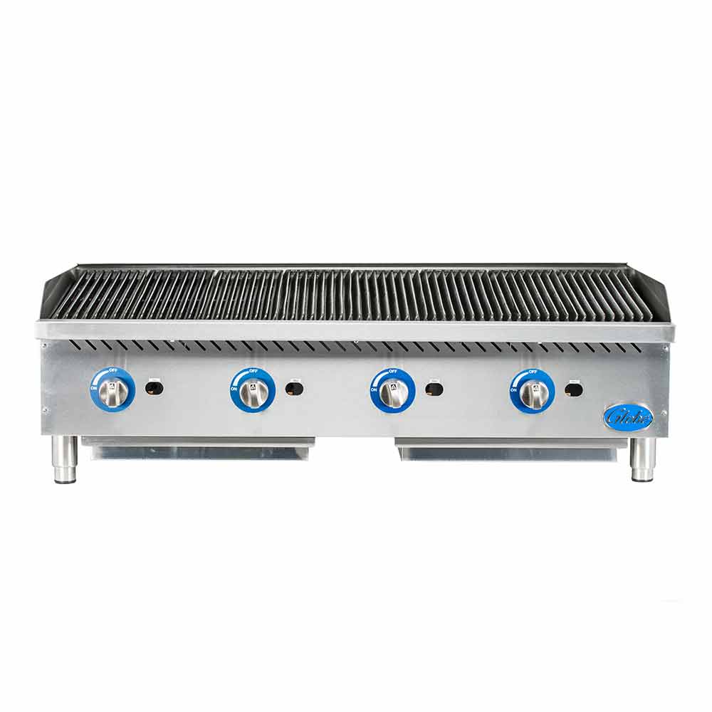 **Globe GCB48G CR 48-Inch Gas Countertop Charbroiler with 4 Radiant Burners – Perfect for Restaurants, Diners & Commercial Kitchens**