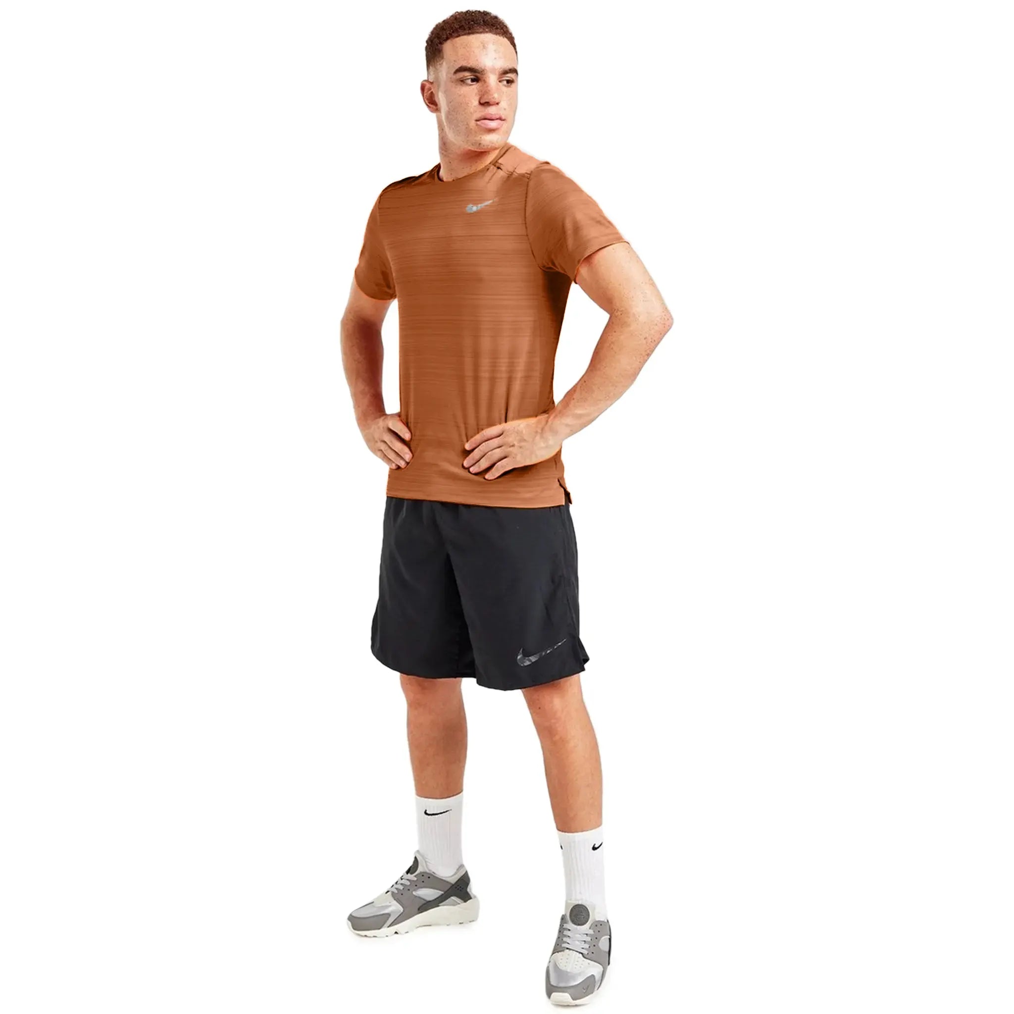 Nike Dri-FIT 1.0 Dark Russet Miler Running T-Shirt for Men - Moisture-Wicking Athletic Shirt for Running, Gym & Workouts - Lightweight Performance Tee for Jogging & Training