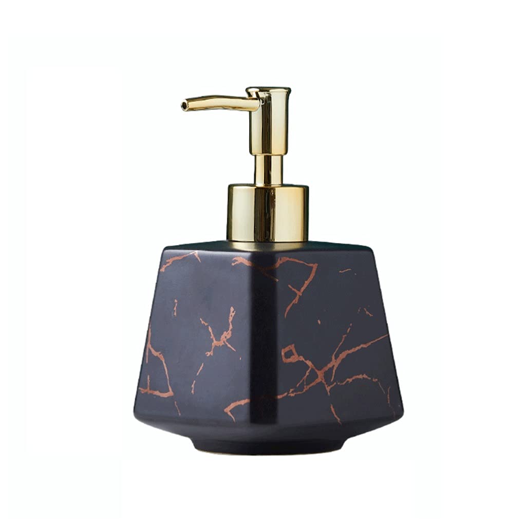 Premium Ceramic Soap Dispenser - 350ml/12.3oz Refillable Liquid Soap Pump for Bathroom & Kitchen Countertop - Elegant Black Lotion Bottle for Home Decor & Bathroom Accessories - Perfect for Hand Wash, Dish Soap, and Lotion Dispensing