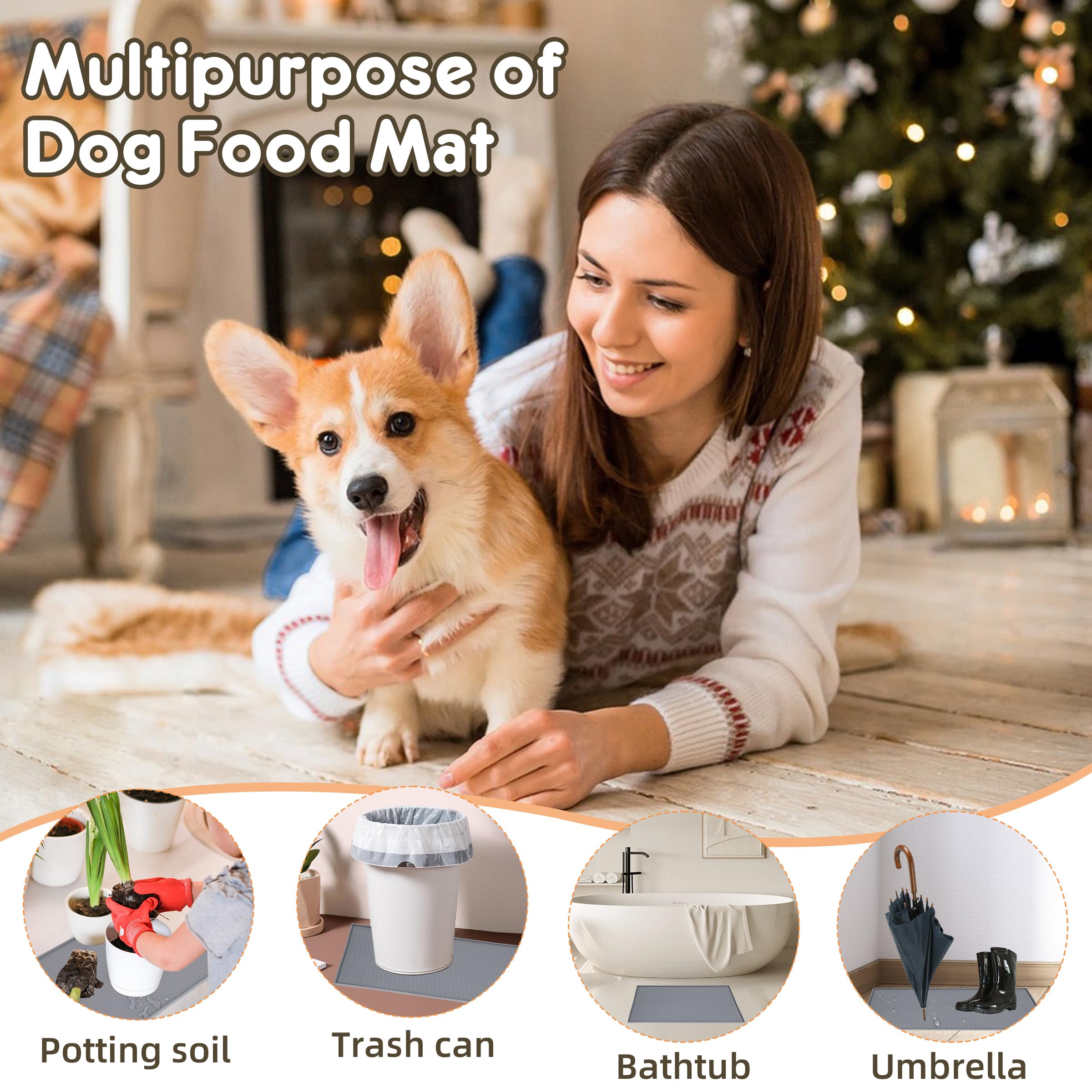 **Premium Silicone Pet Feeding Mat - Non-Slip Waterproof Dog & Cat Food Bowl Mat for Mess-Free Floors | Ideal for Kitchen, Crate & Outdoor Use**