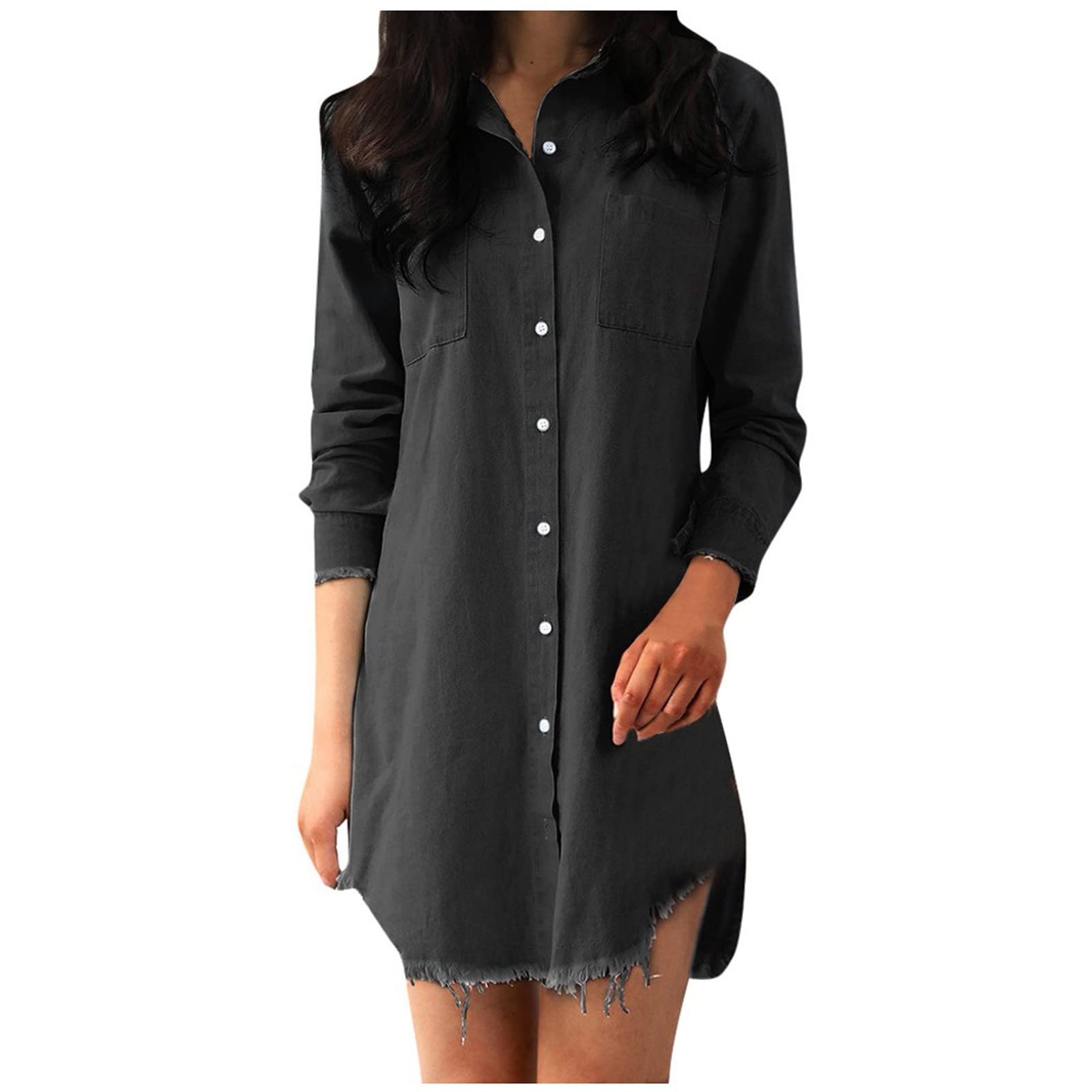 Plus Size Maxi Dress for Women - Fashion Cowboy Tassel Long Sleeve V-Neck Solid Color Coat | Elegant Casual & Party Wear for Curvy Women