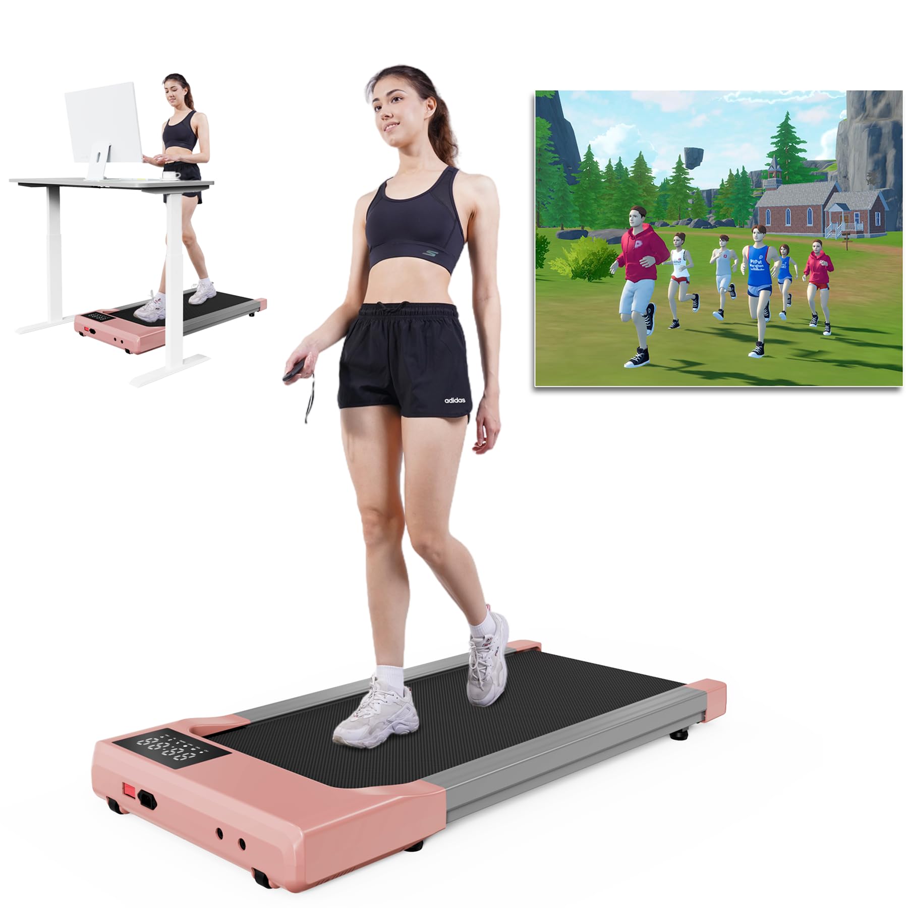 Under Desk Walking Pad Treadmill - Portable Home Office Treadmill with APP & Remote Control, Super Quiet Electric Walking Machine for Jogging & Running | Perfect for Workouts While Working from Home or Watching TV