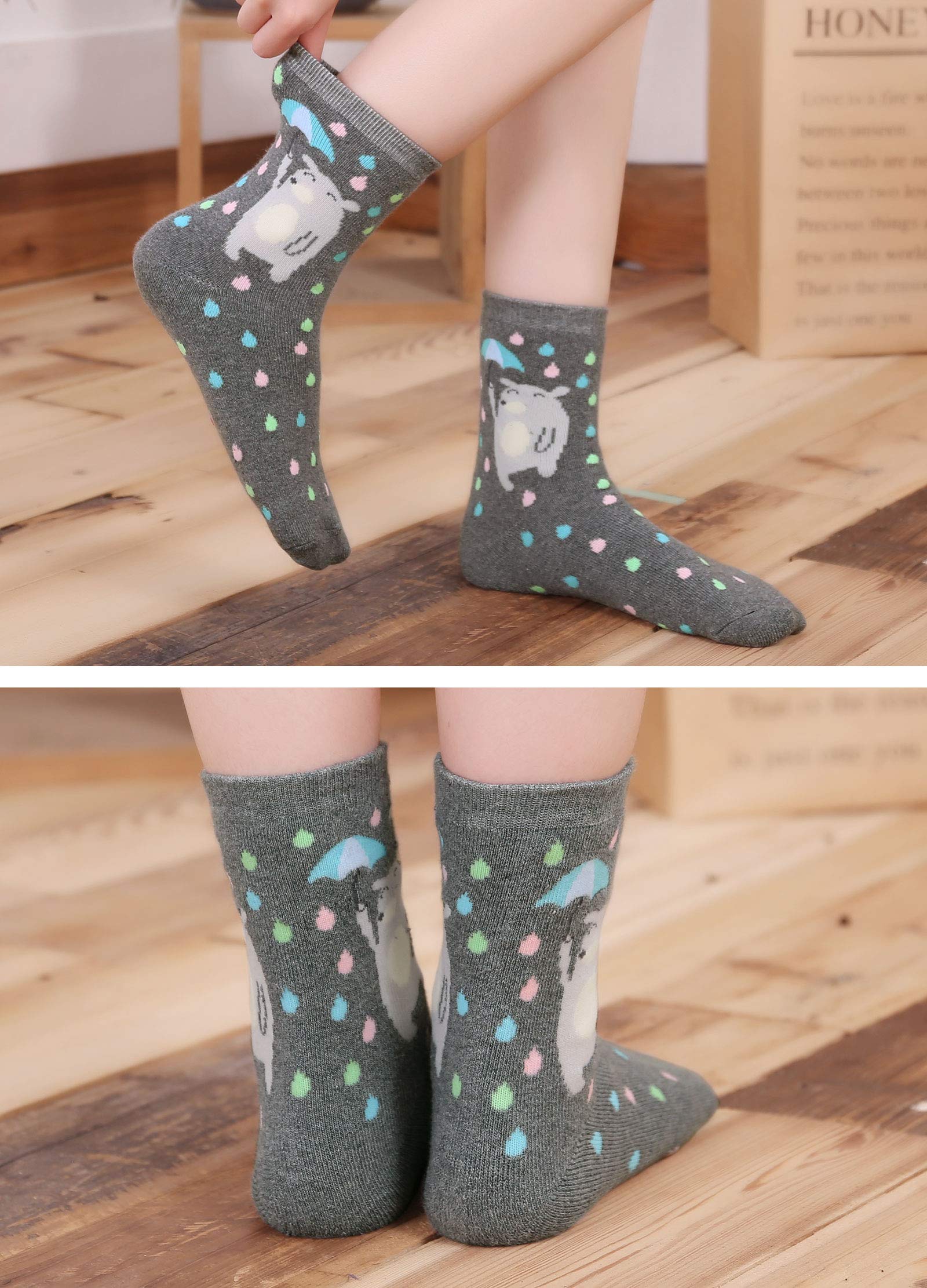 PUTUO Women's Thermal Socks - 5 Pairs Warm Winter Socks with Animal Patterns for Home & Outdoor