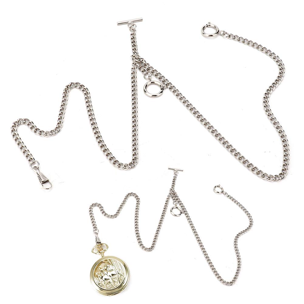 Vintage Silver Pocket Watch Chain - 44cm Retro Watch Holder Accessory for Men & Women - Perfect Gift for Collectors & Watch Enthusiasts (Ideal for Weddings, Steampunk Fashion & Antique Style)