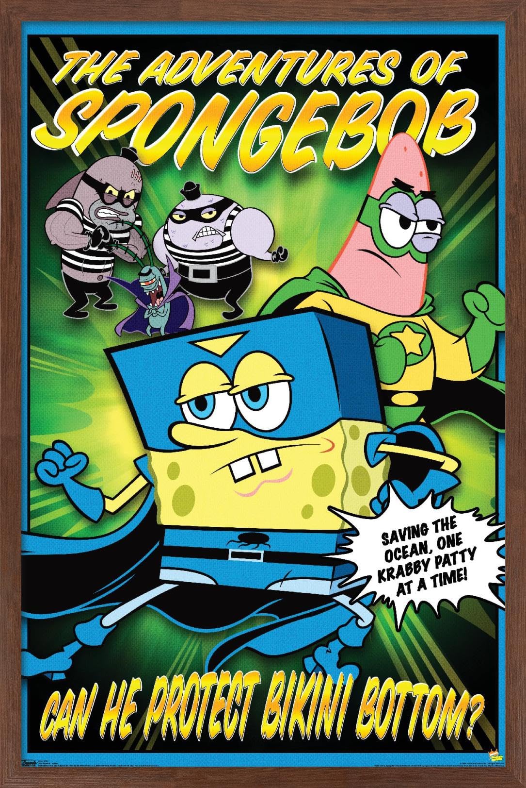 Trends International Nickelodeon Spongebob Squarepants Funny Wall Art Poster - 22.375 x 34 Inches Mahogany Framed Decor for Kids Room, Living Room & Office