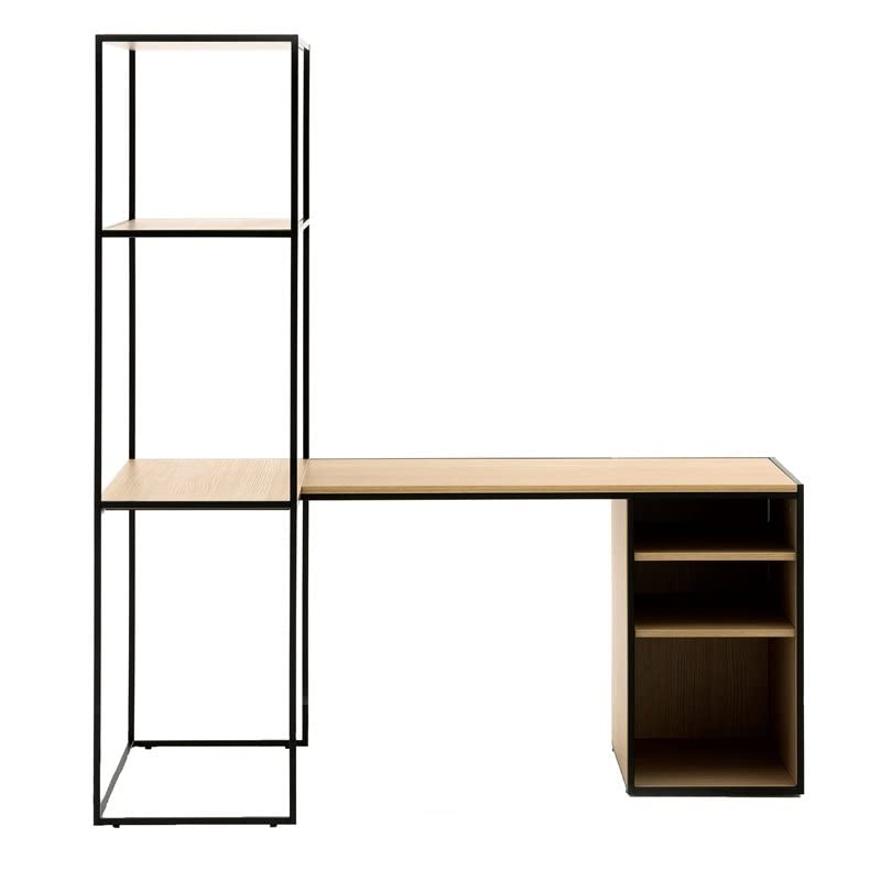 Allermuir Oak Metal Free Standing Compact Desk - Modern Home Office Furniture for Small Spaces & Workspaces