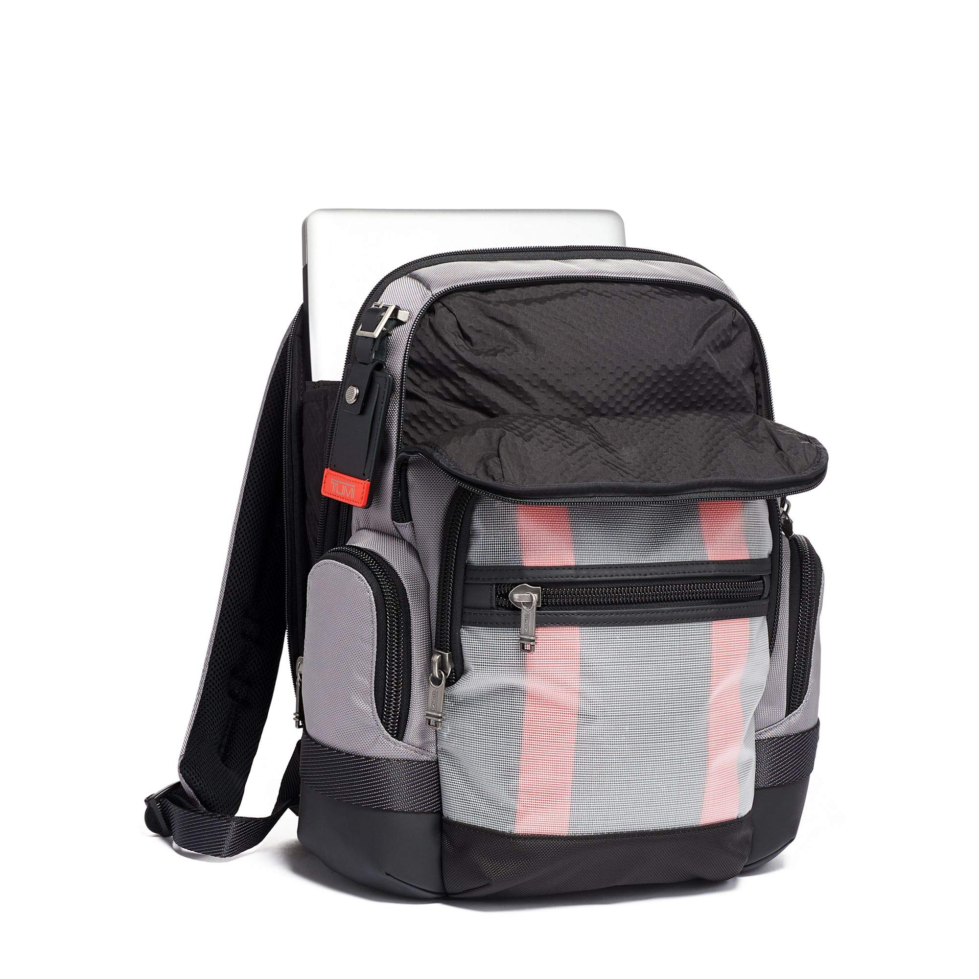 TUMI Alpha Bravo Nathan Laptop Backpack 15 Inch - Durable Computer Bag for Men & Women - Grey/Bright Red - Perfect for Work, Travel & College